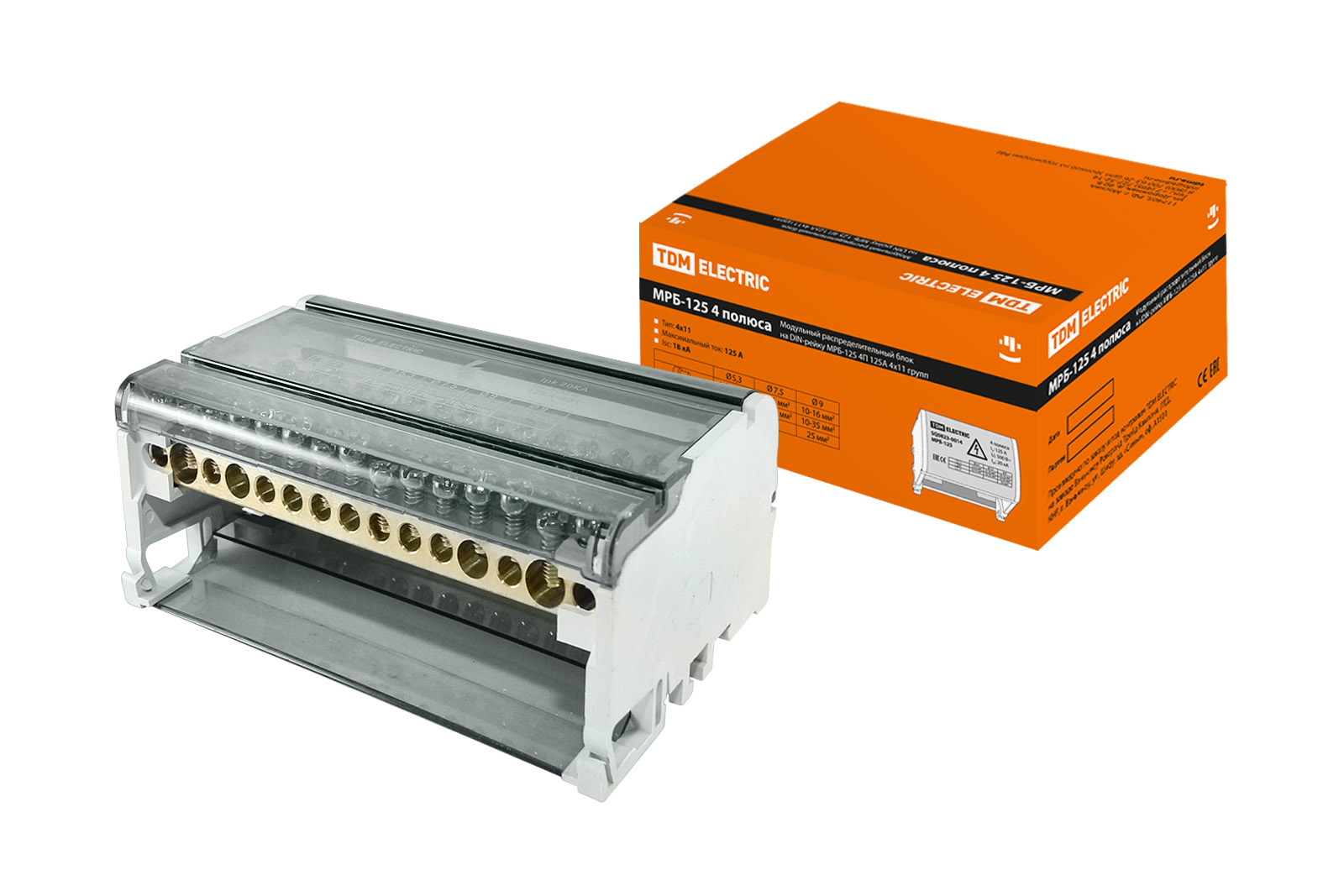 Bloc de distribuție modular pe șină DIN МРБ-125 4P 125A 4x11 grupuri TDM