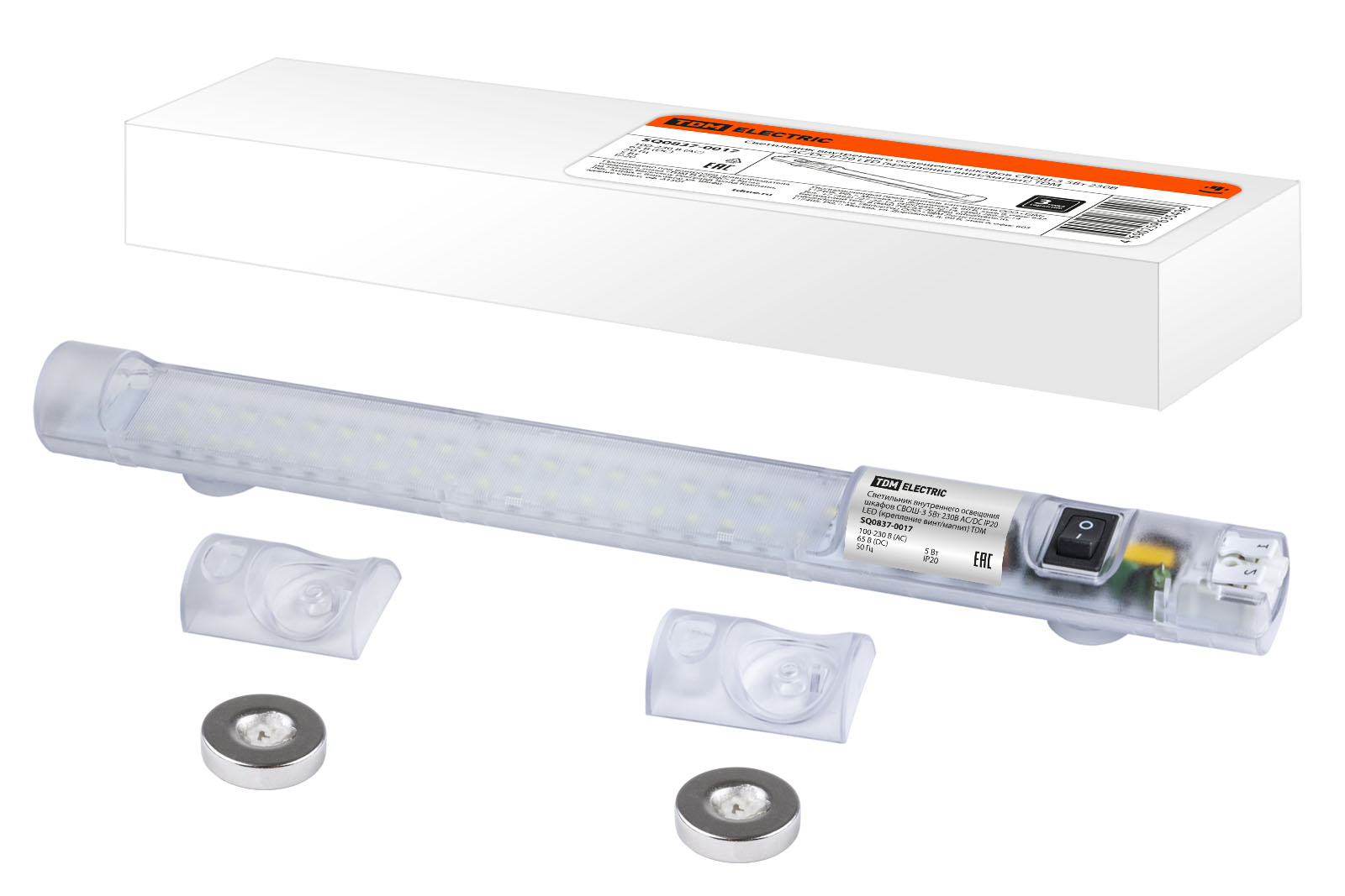 Светильник внутр освещения шкафов СВОШ-3 5Вт 230В AC/DC IP20 LED (крепл винт/магнит)(SQ0837-0017)