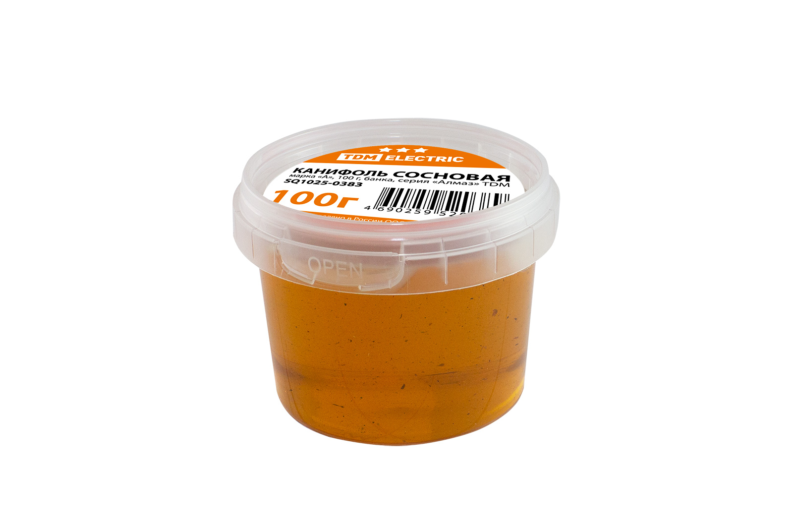 Канифоль соснова, марка "А", 100 г, банка, серія "Алмаз" TDM