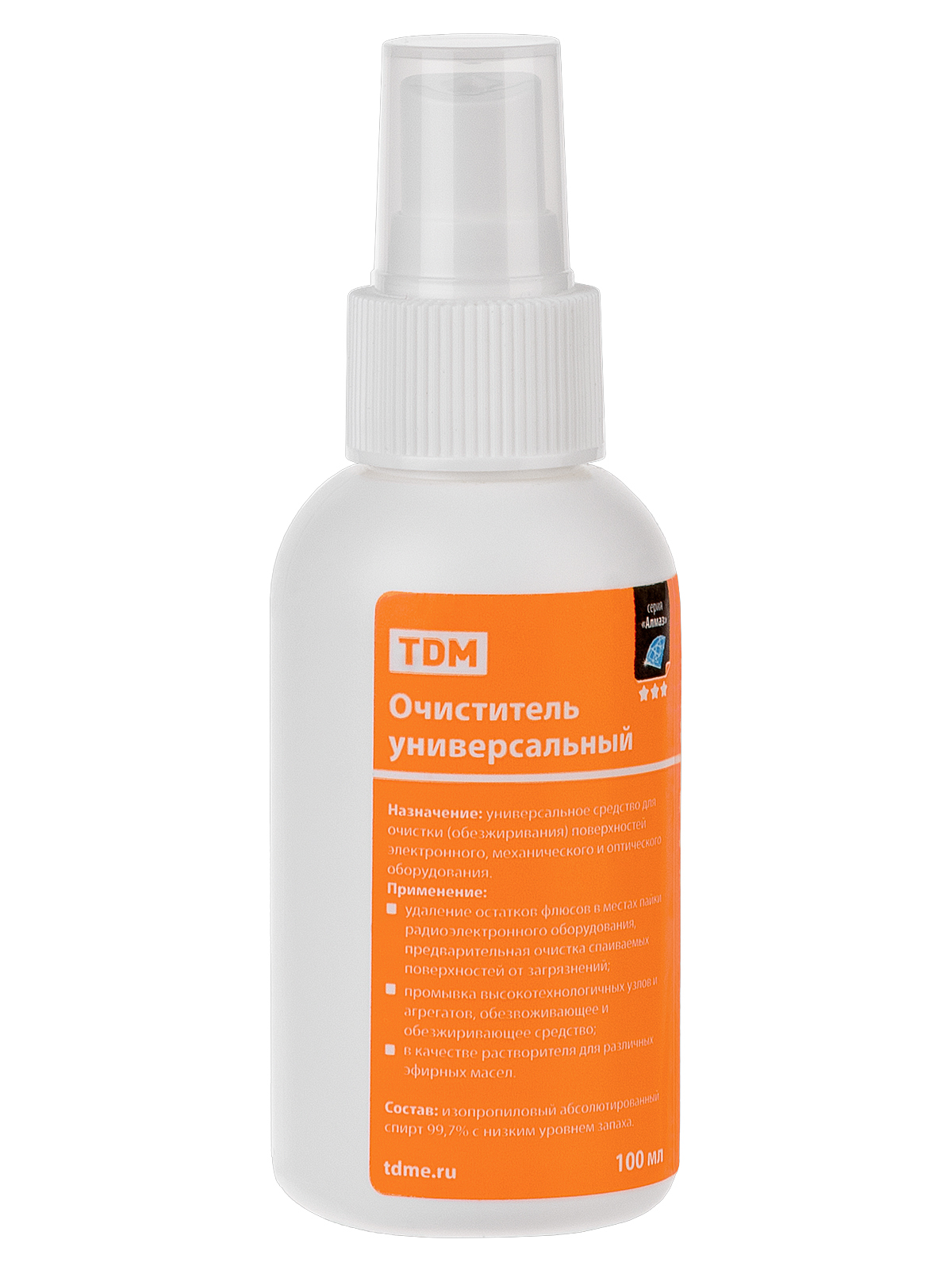 Curățător universal, absolutizat 99,7 %, 100 ml, spray, seria "Алмаз" TDM