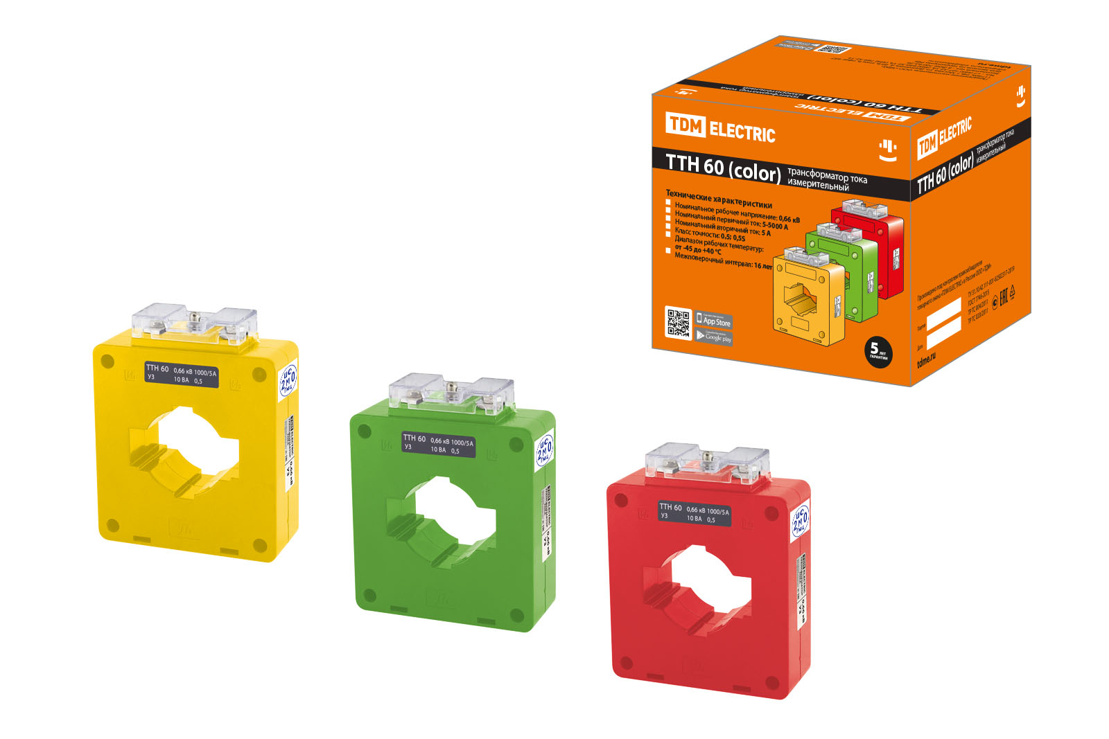 Transformator de curent de măsură ТТН 60/1000/5-10VA/0,5-Р (3 pcs., color) TDM