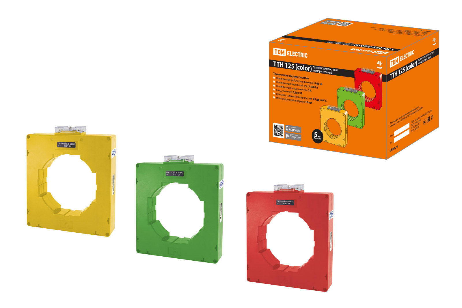 Transformator de curent de măsură ТТН 125/1500/5-15VA/0,5-Р (3 pcs., color) TDM