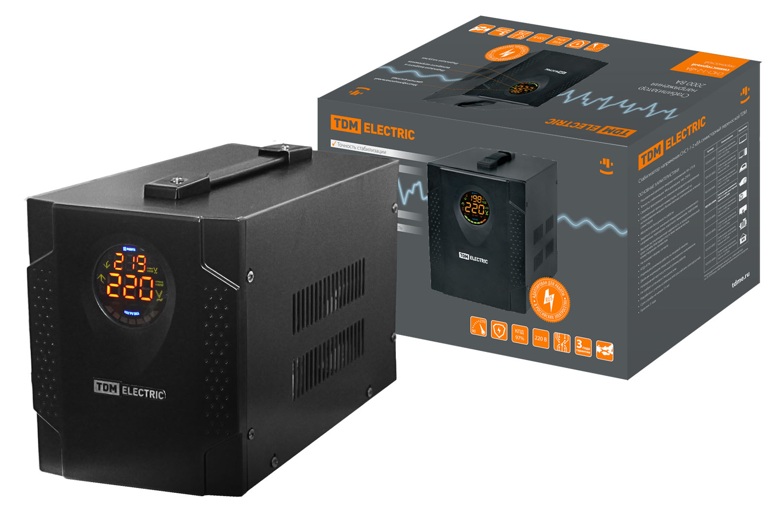 Stabilizator de tensiune СНС1-1-2 kVA semistor portabil TDM