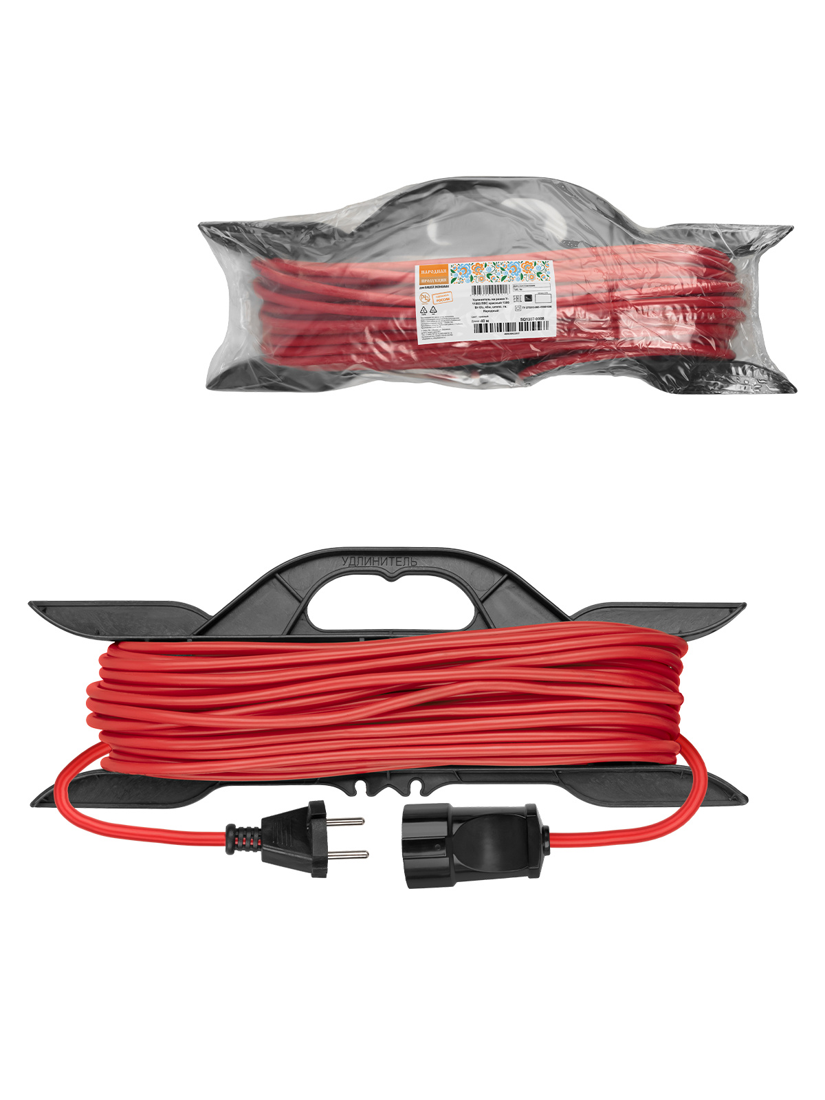 Prelungitor-cablu pe cadru de putere U‑11003 PVS roșu 1300 W fără priză, 40 m, priză popular