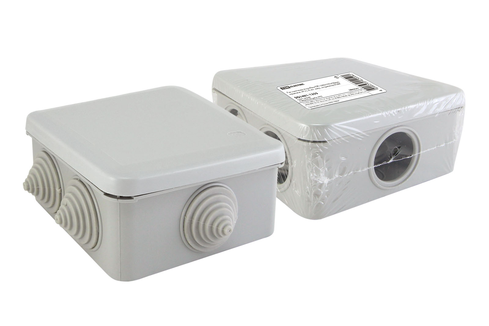 Cutie de racordare OP 100x100x50mm, capac, IP55, 6 intrări, cod de bare ind. TDM