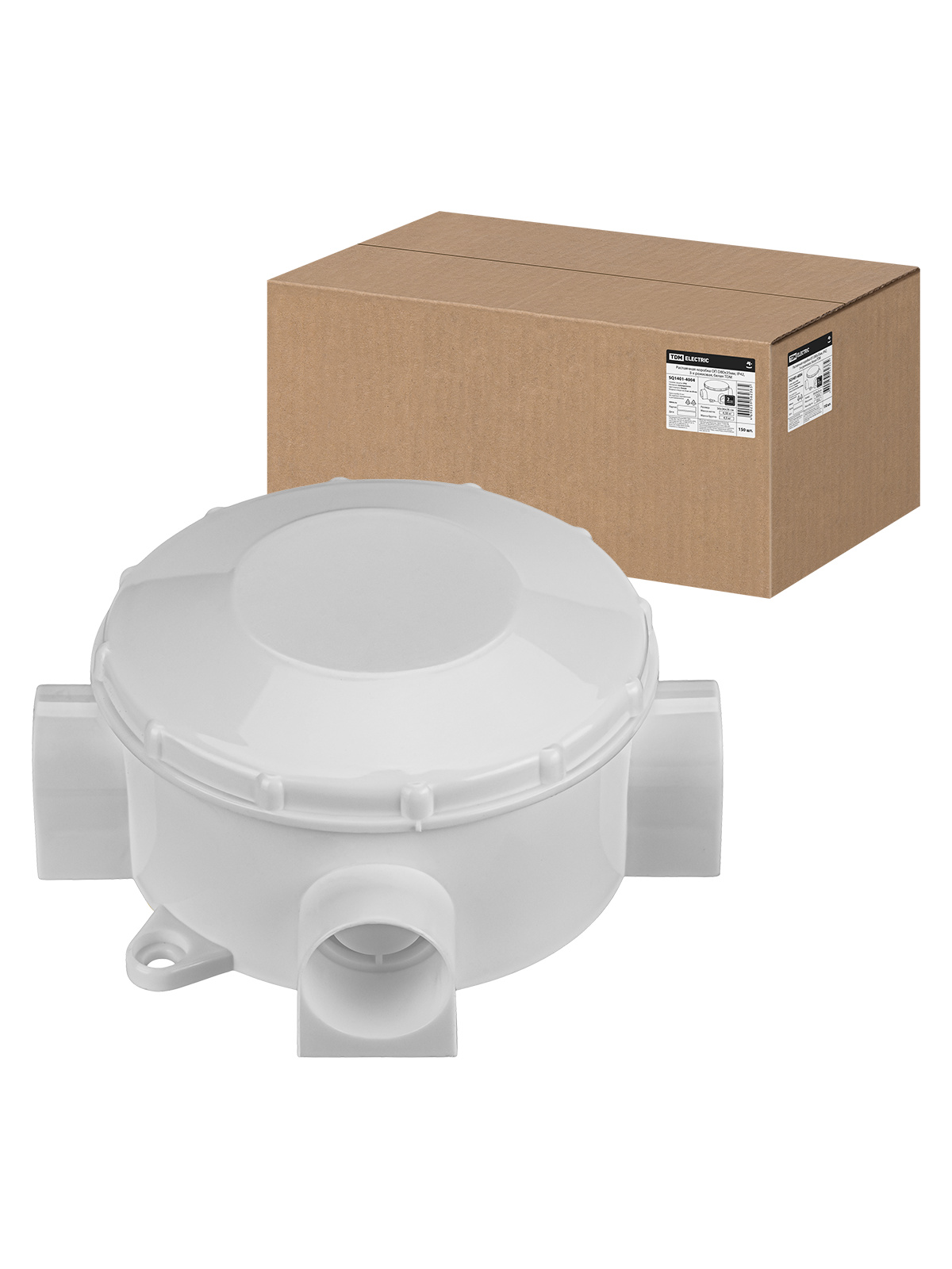 Распаячная коробка ОП D80х35мм, IP42, 3-х рожковая, белая TDM(SQ1401-4004)