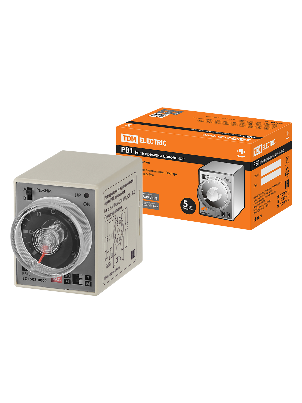 Releu de timp RV1E-2reg-3min/30h-5A-230V-8C TDM