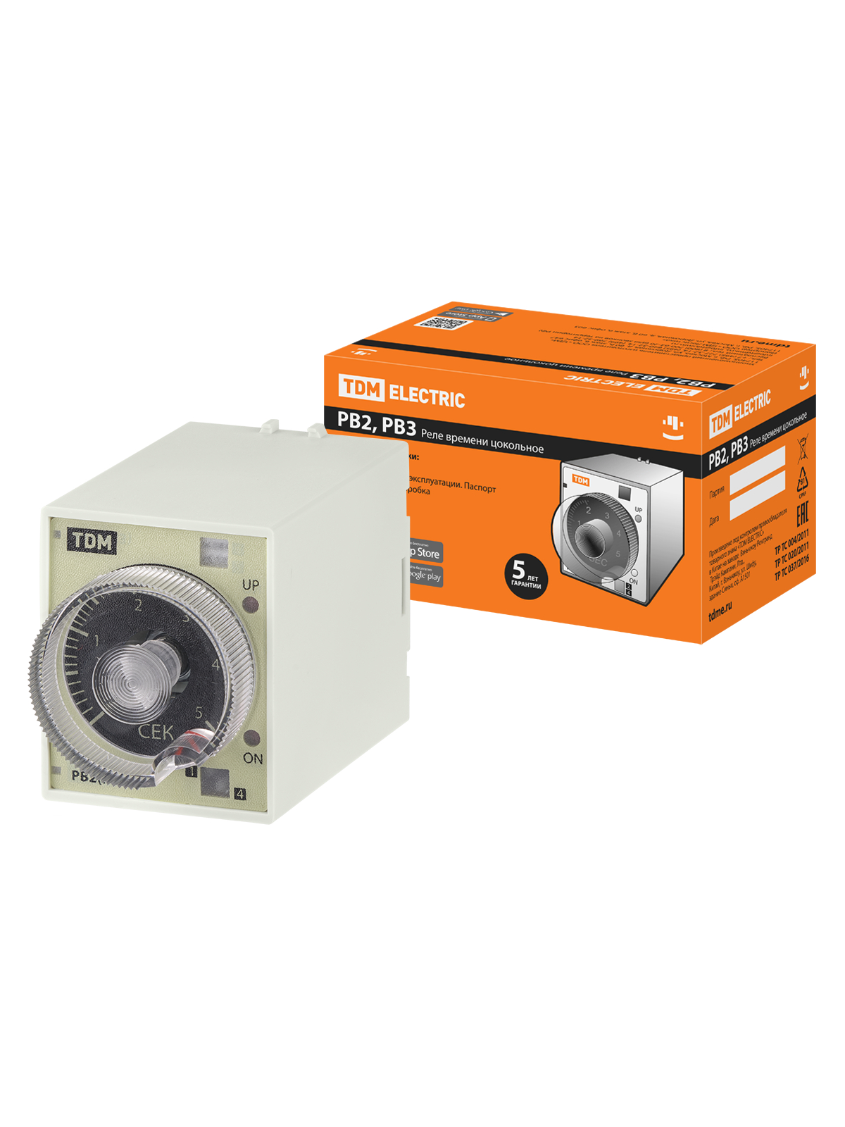 Releu de timp RV3A-0,5sec/3min-5A-24/230V-8C TDM
