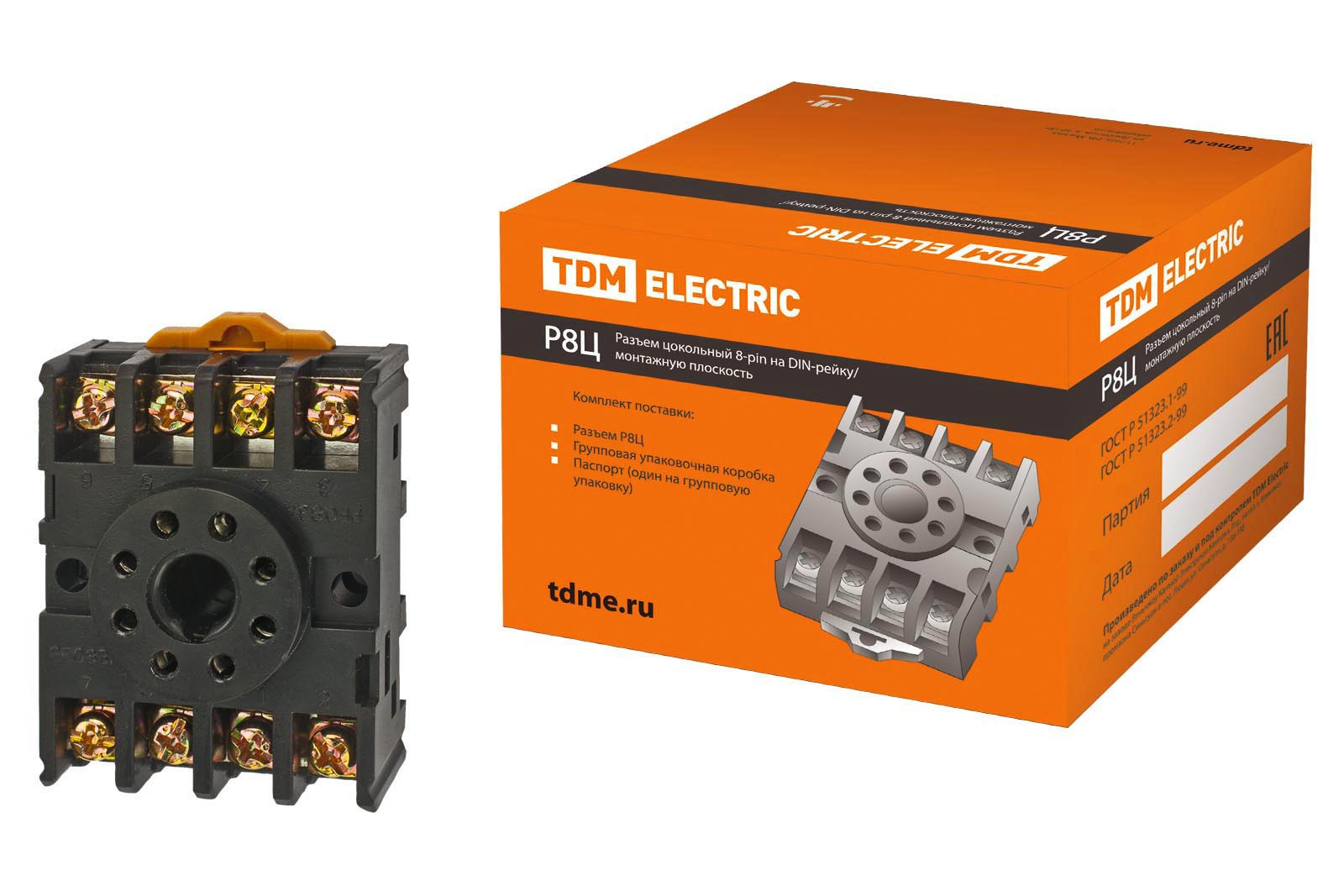 Conector R8C - soclu 8-pini pe șină DIN/plăciță TDM