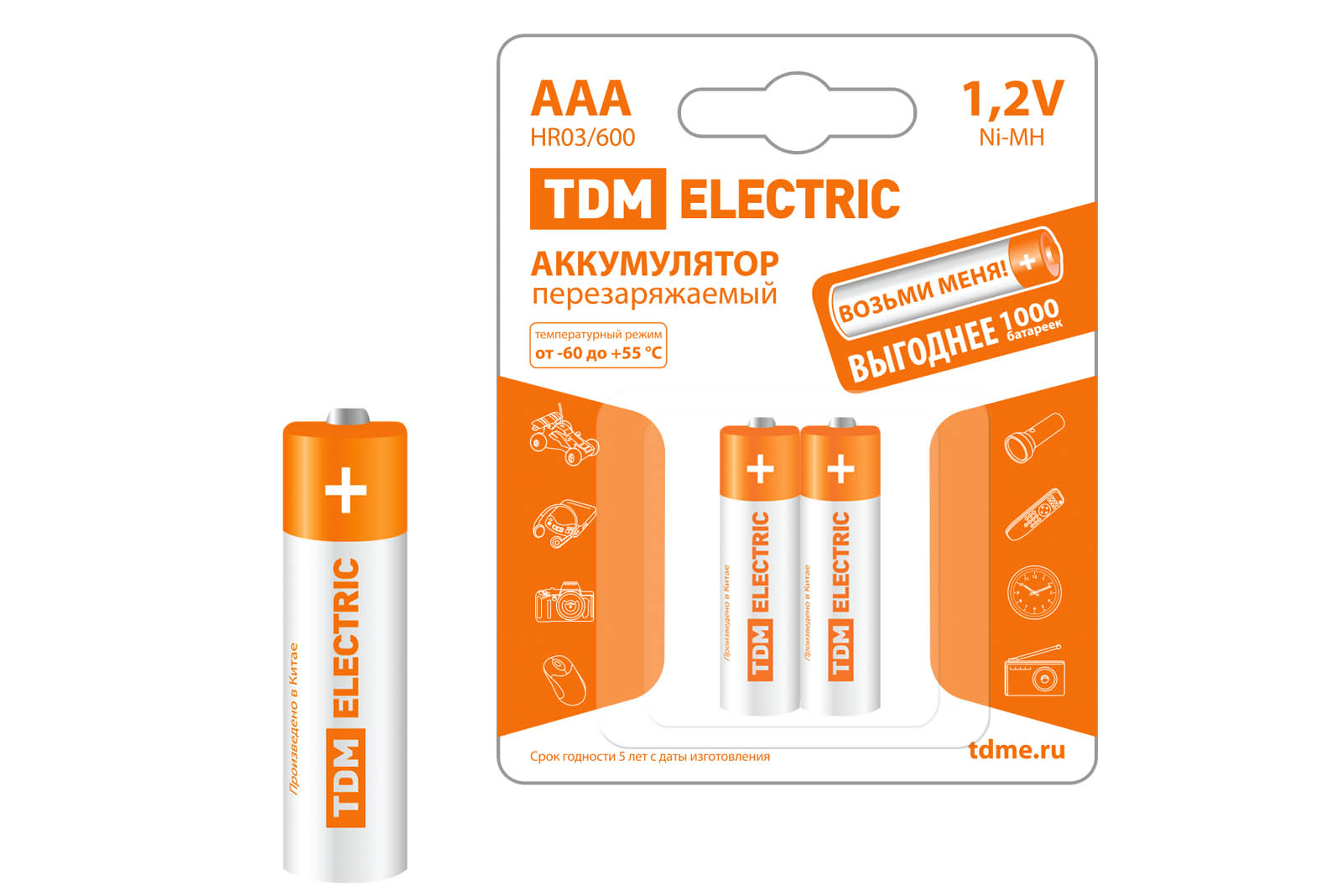 Аккумулятор AAA-600 mAh Ni-MH BP-2 TDM(SQ1702-0073)