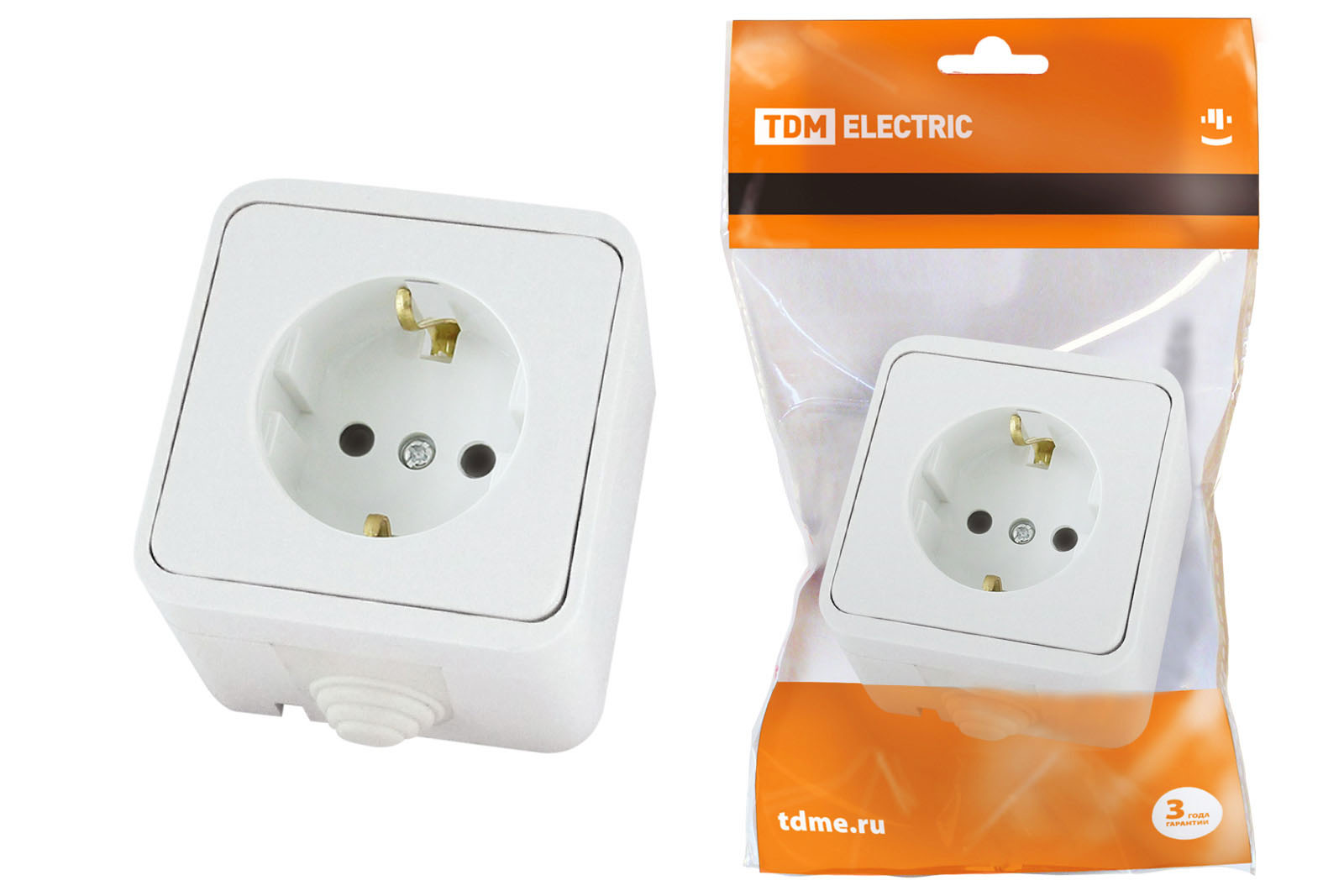 Розетка 2П+З OУ IP44 16А белая "Орель" TDM(SQ1802-0005)