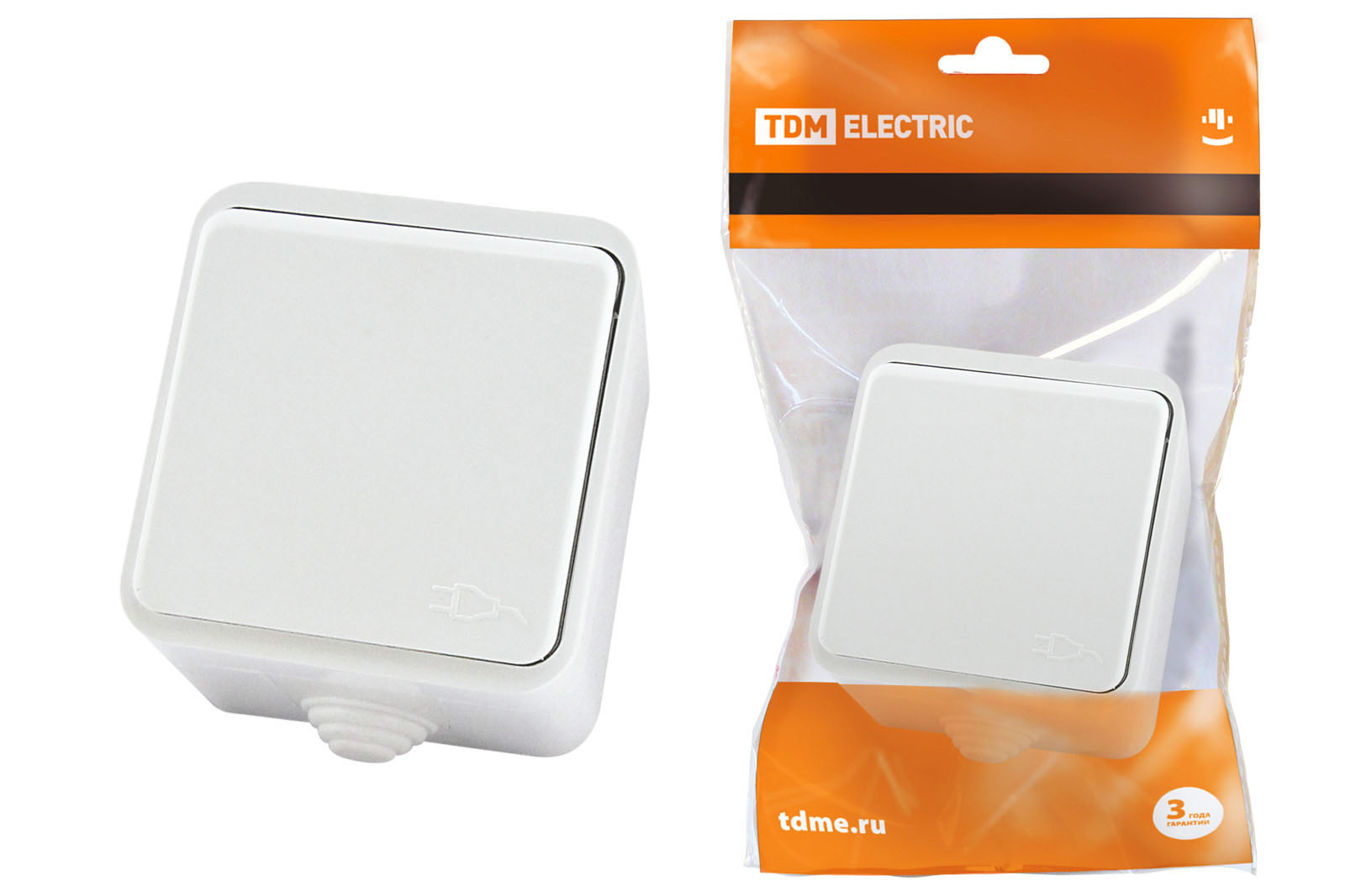 Розетка 2П+З ОУ з кришкою IP44 16А біла "Орель" TDM(SQ1802-0006)