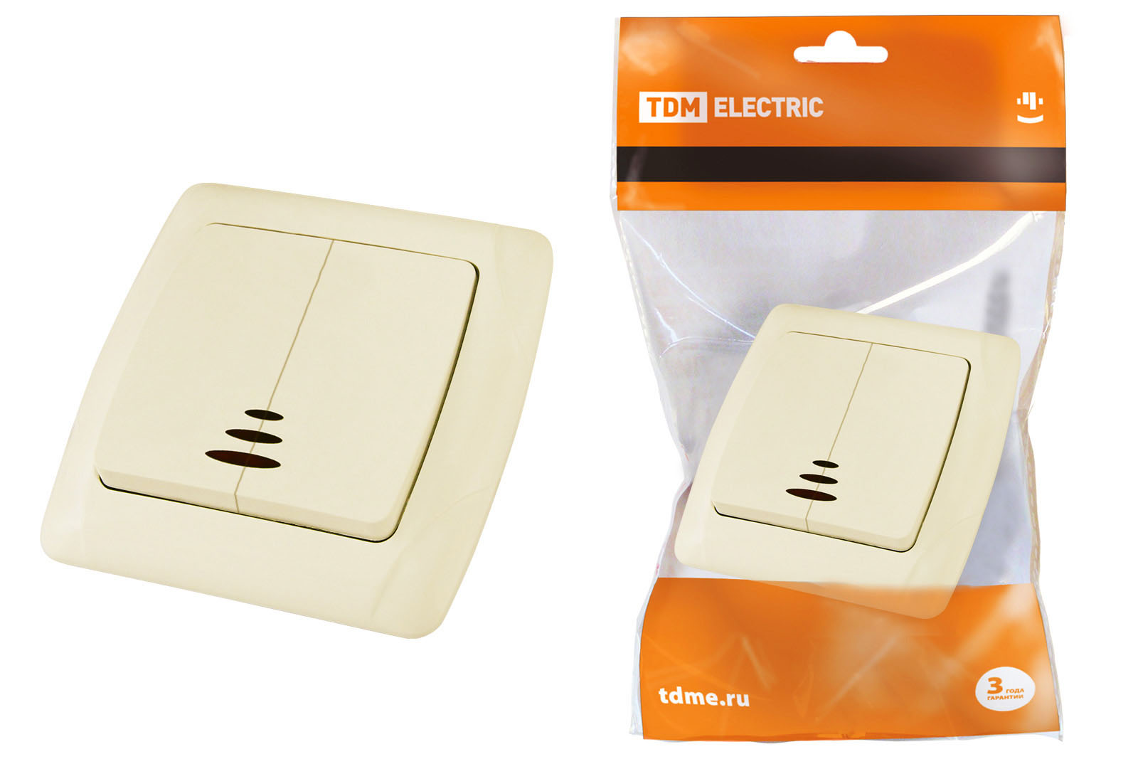 Comutator 2 cl. cu iluminare 10A sl.kост "Онега" TDM