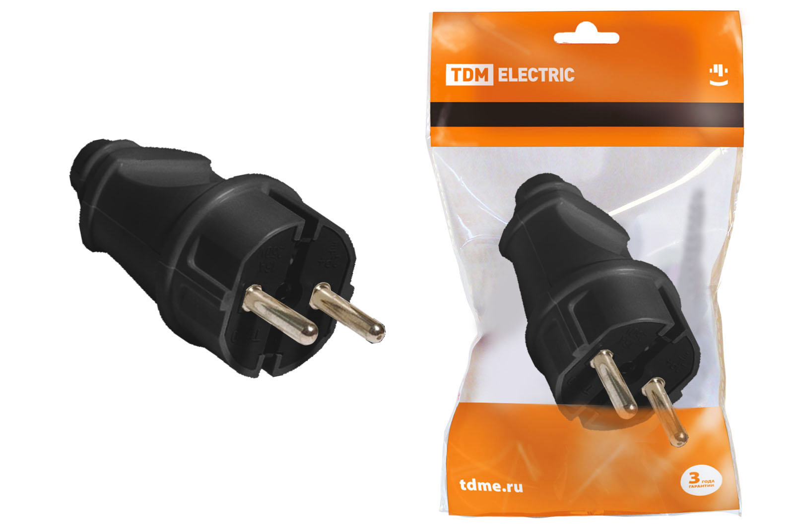 Priză dreaptă fără șurub neagră 16A 250V TDM