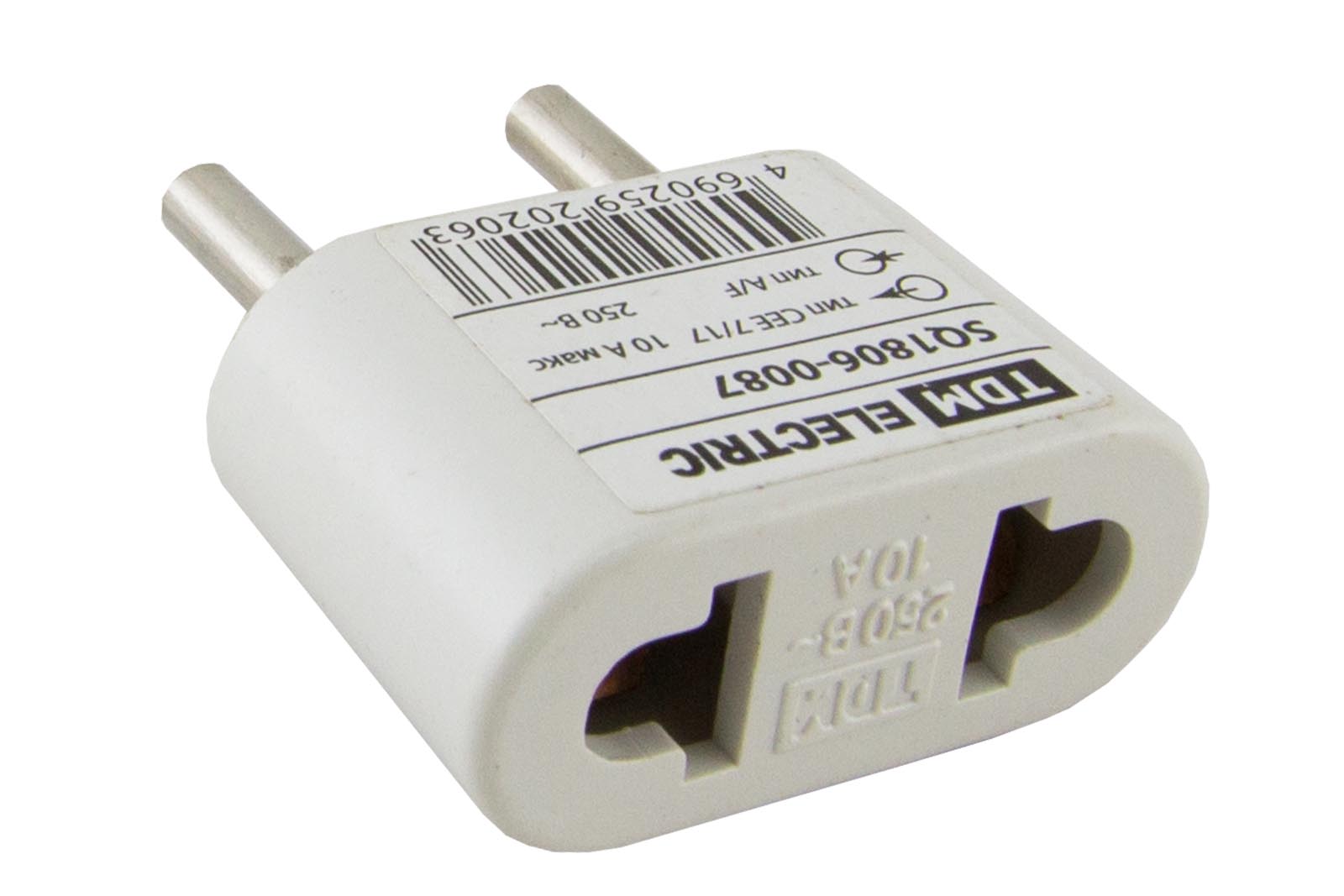 Adaptor (tip CEE 7/17 - tip A/F) plat 10A max. 250V alb TDM