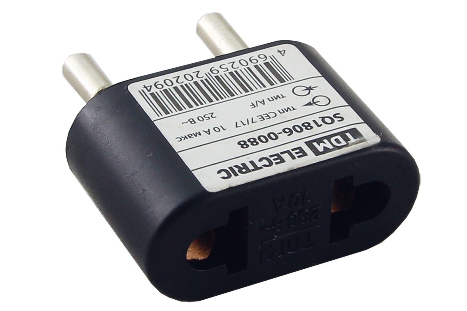 Adaptor (tip CEE 7/17 - tip A/F) plat 10A max. 250V negru TDM