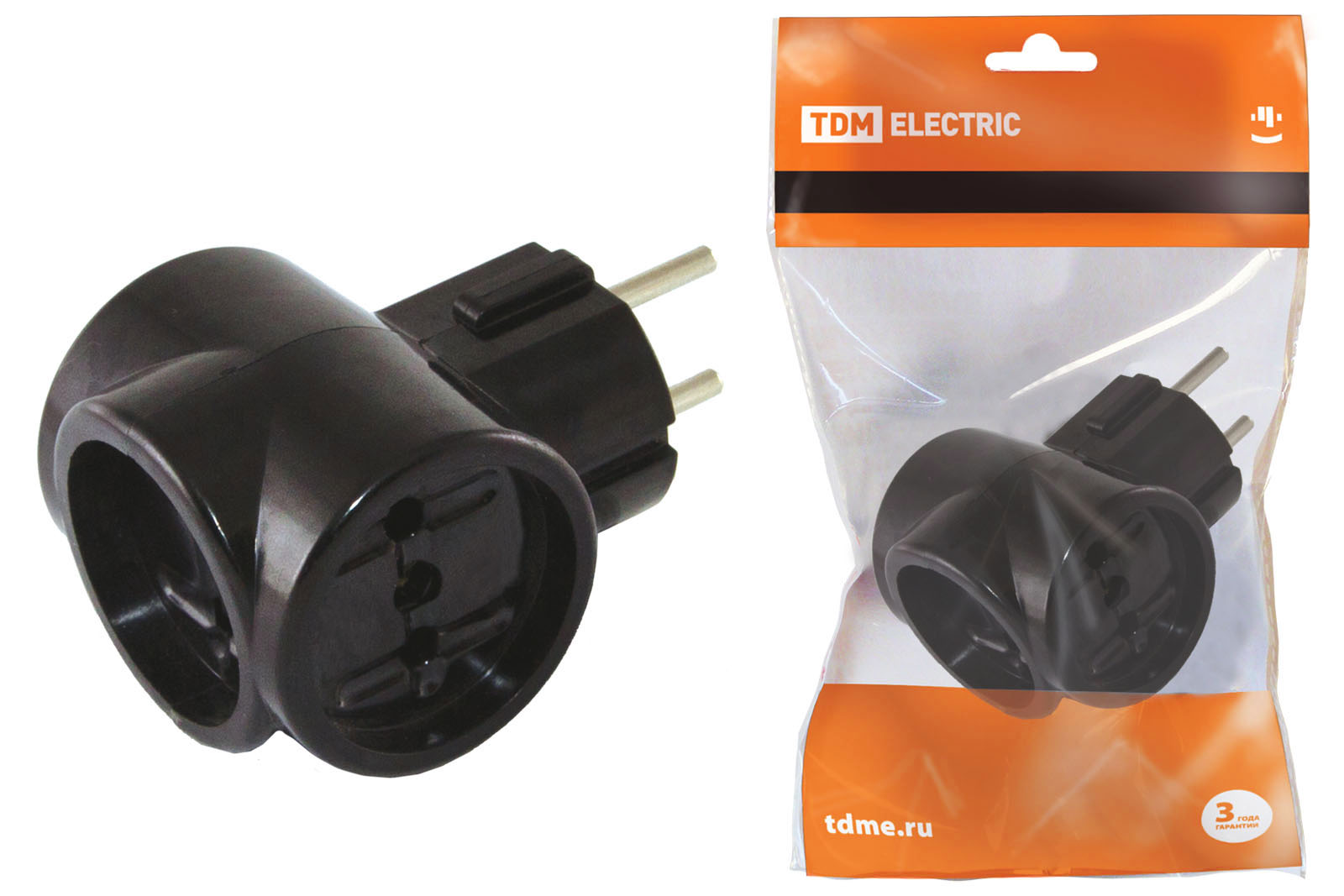 Împărțitor 3x2P 16A 250B EURO negru „Retro” (carbolit) TDM