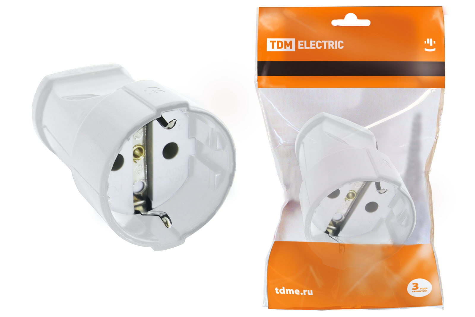 Кабельная розетка 2П+З 16А 250B белая TDM(SQ1806-0131)