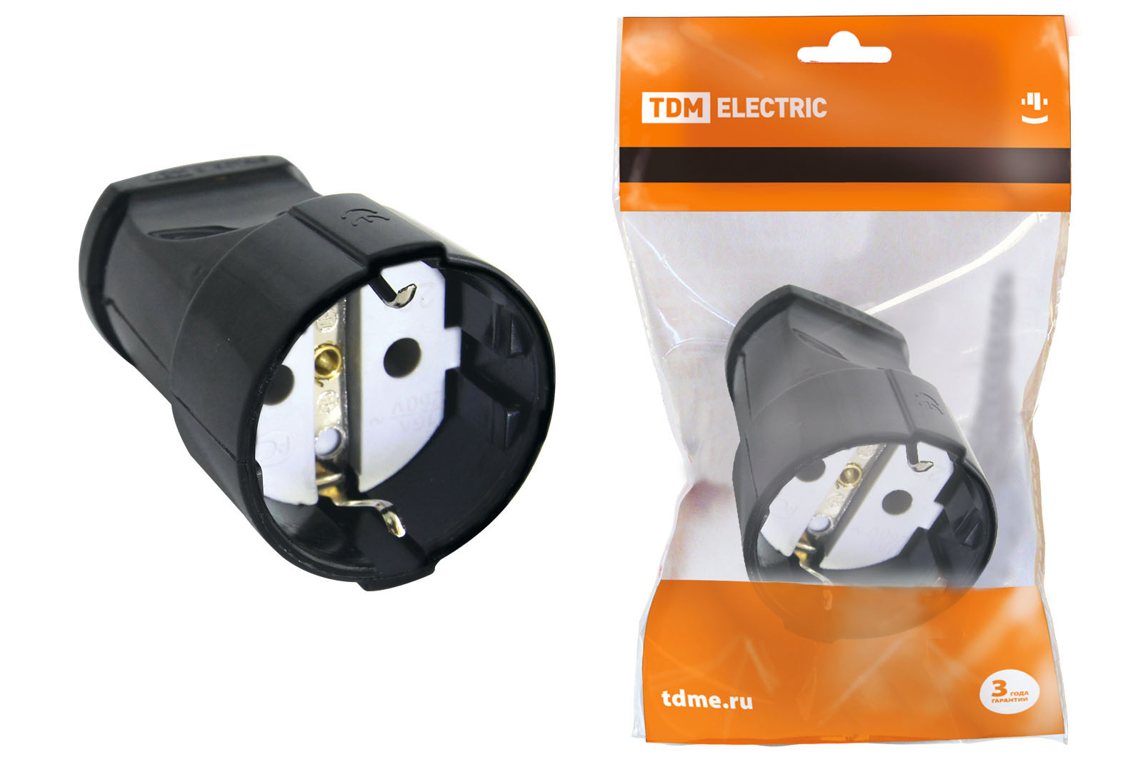 Priză cablu 2P+3 16A 250B neagră TDM