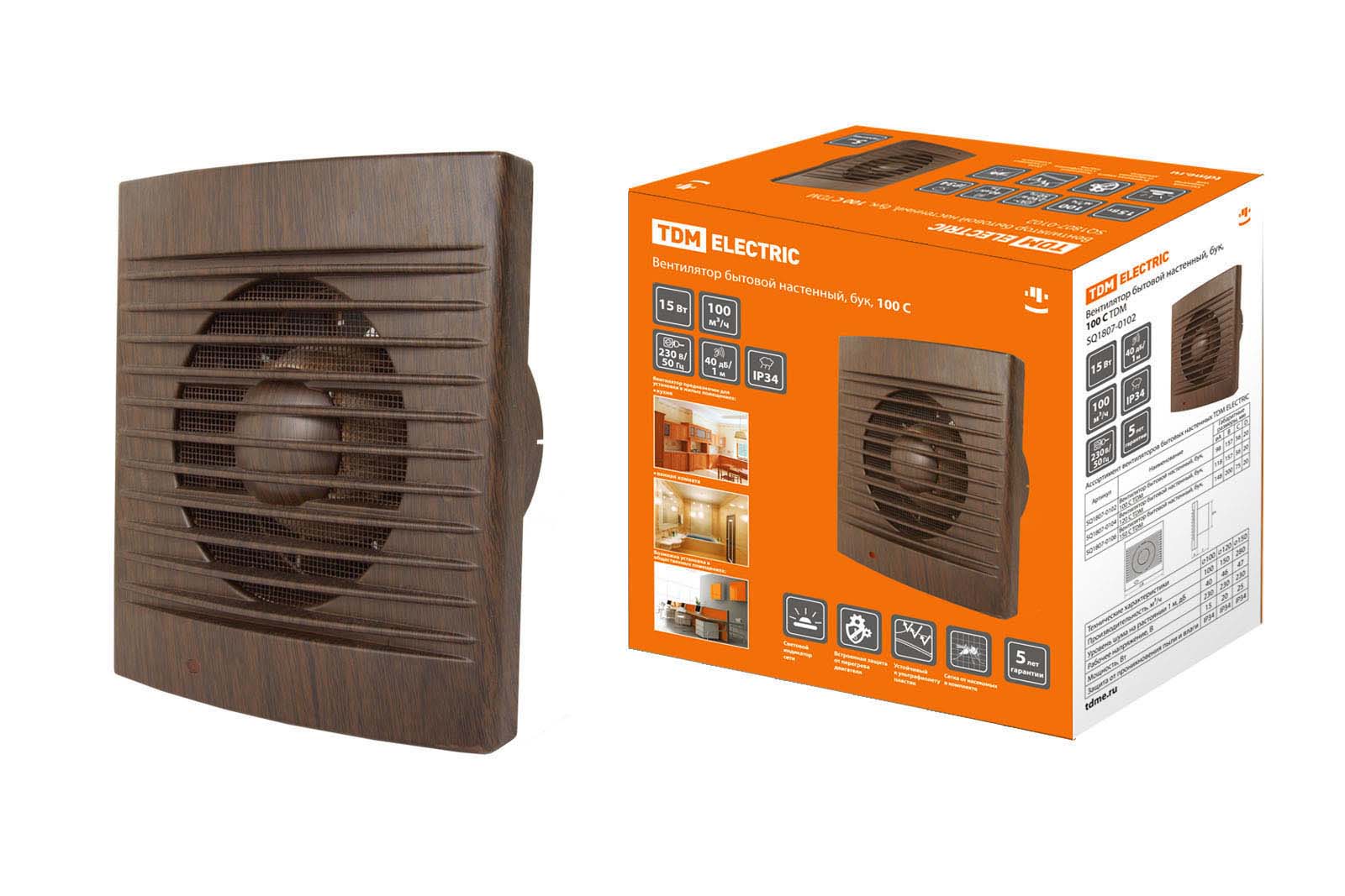 Ventilator casnic de perete, 100 С "ECO" (fag) TDM