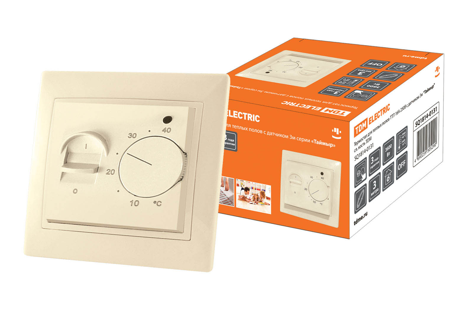 Termostat pentru încălzire în pardoseală TTP 16A 250V cu senzor 3m "Таймыр" sl. os TDM