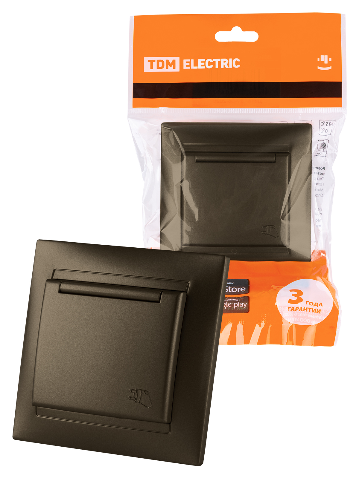 Priză 2P+Z 16A 250V IP44 cu capac bronz "Lama" TDM