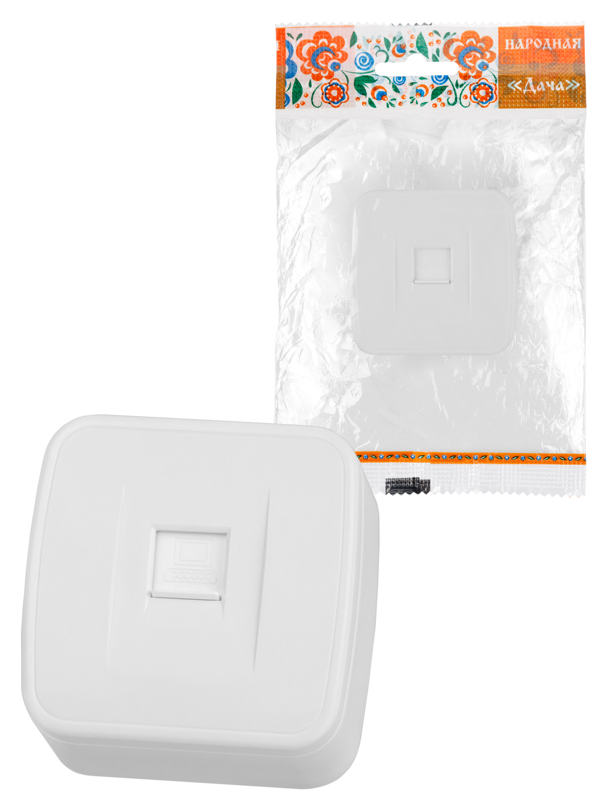 Розетка комп’ютерна (RJ-45) відкритої установки IP20, біла "Дача" Народна