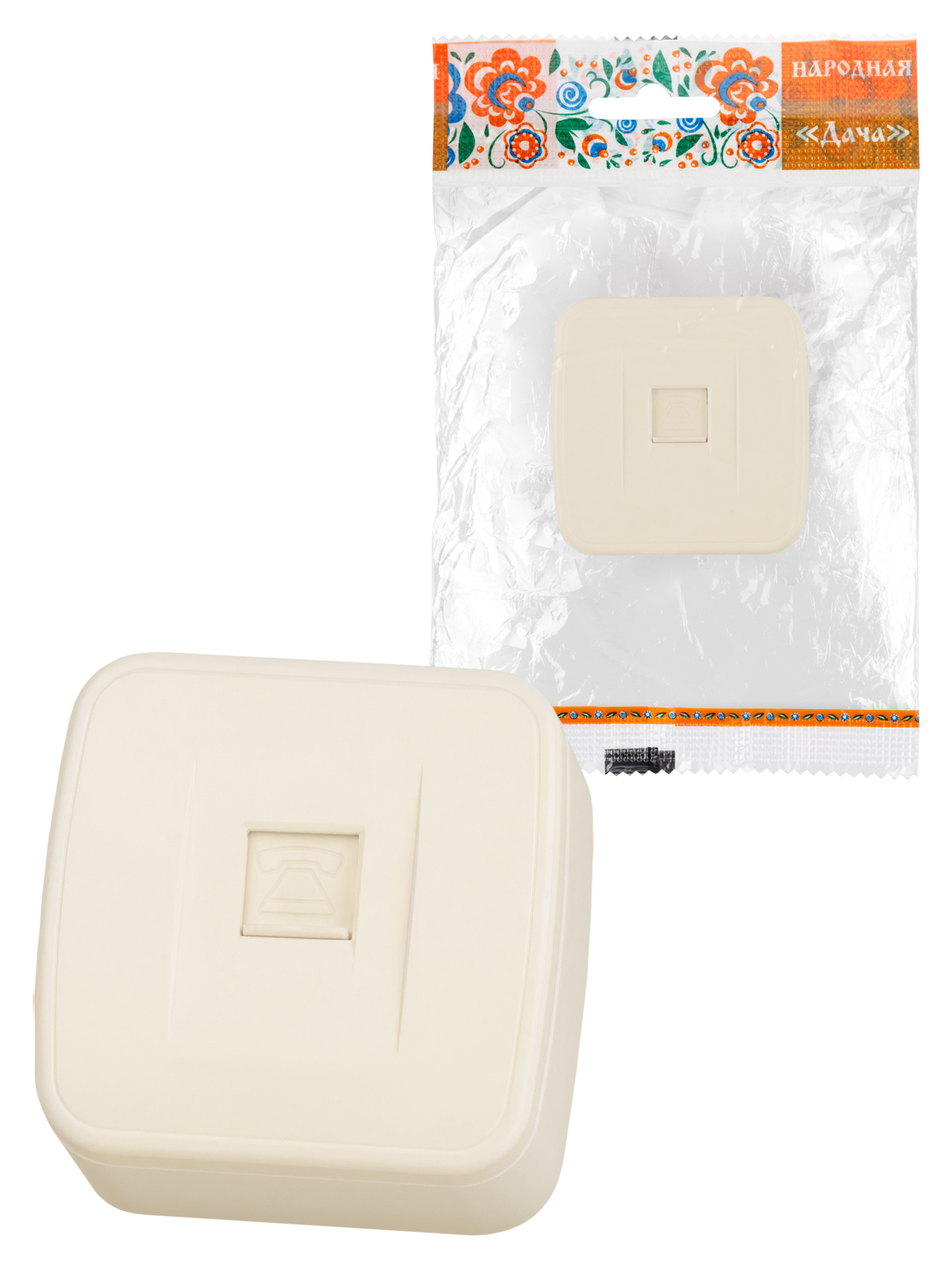 Розетка TФ (RJ-11) открытой установки IP20, сл. кость "Дача" Народная(SQ1824-0025)