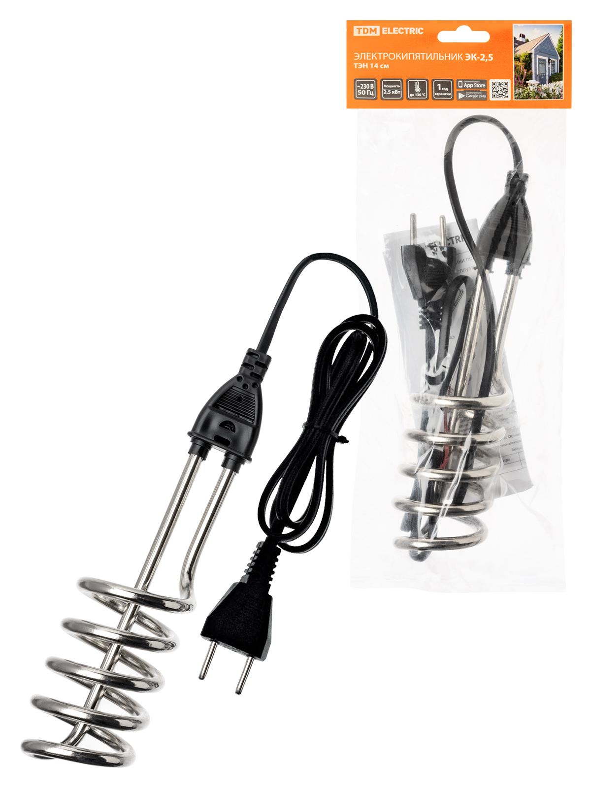 Rezistență electrică ЭК-2,5; 230 В, 2,5 kW, ELEMENT DE ÎNCĂLZIRE 14 cm, TDM