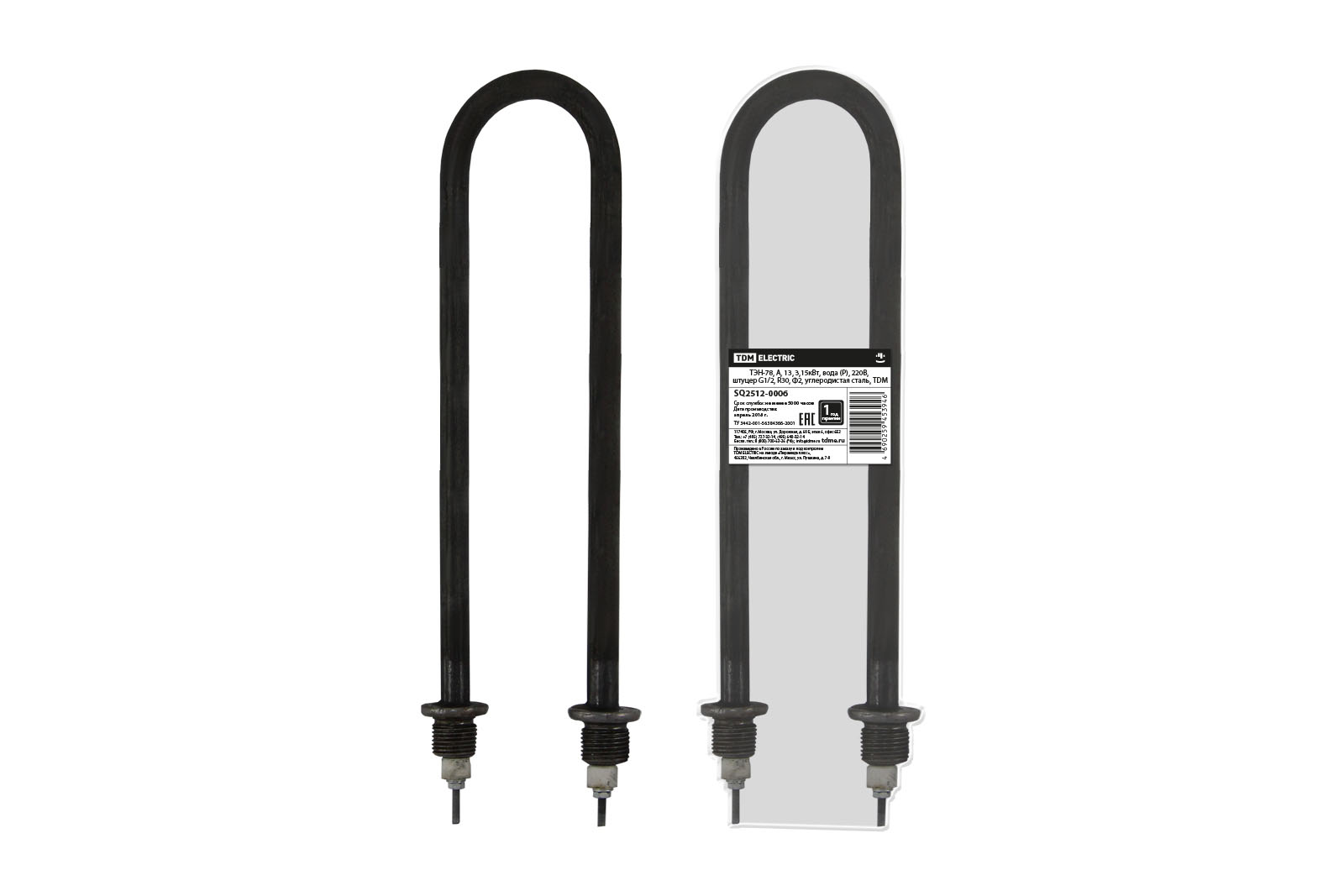 ТЕН-78 A, 13, 3,15kW, apă (R), 220V, șurub G1/2, R30, Φ2, oțel carbon, TDM