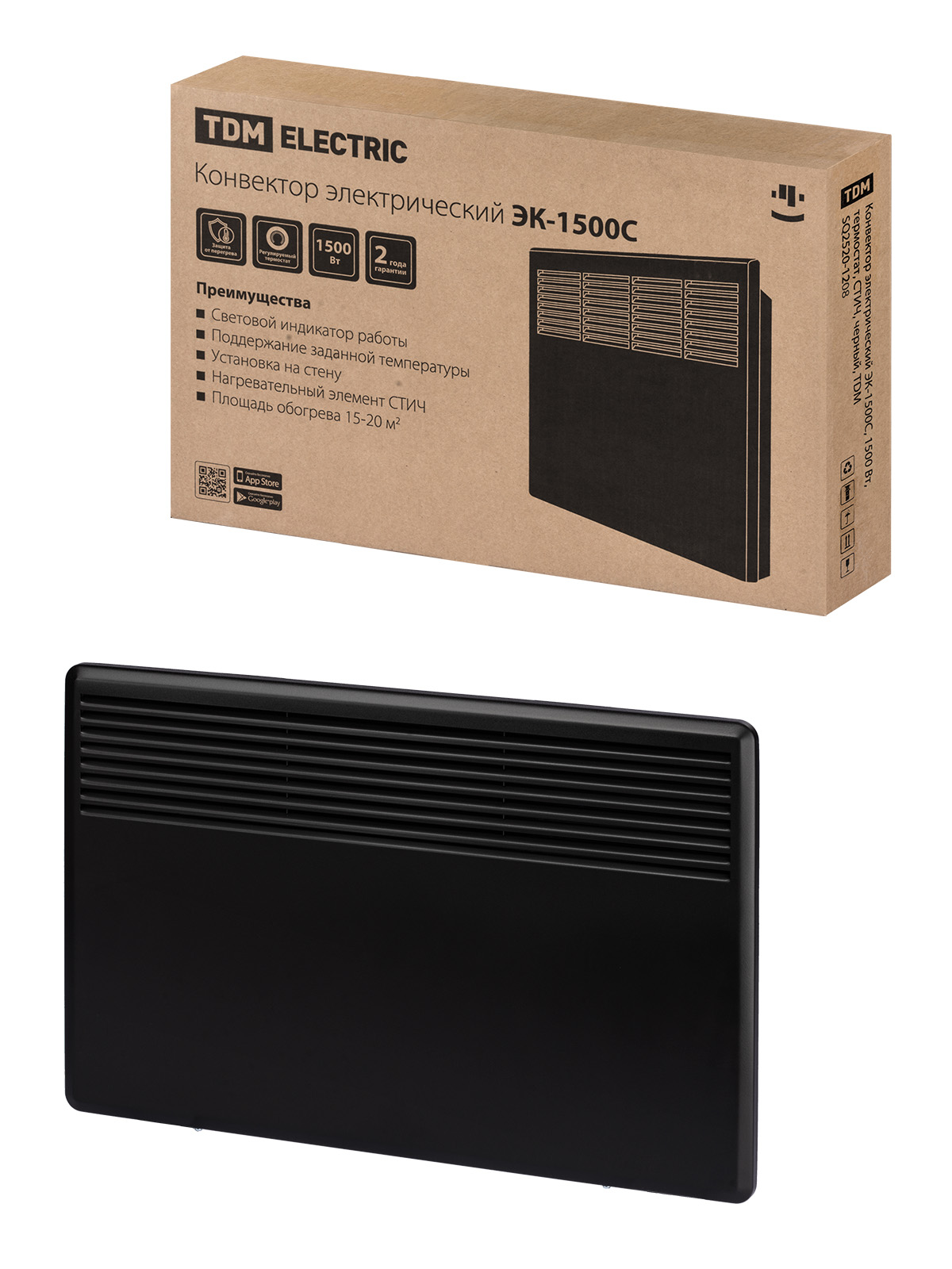 Convectoare electric EK-1500C, 1500 W, termostat, STICH, negru, TDM(SQ2520-1208)