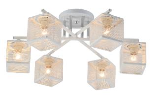 Lustru 6 becuri E27*6*40W Ø660*H235 Matt white/Сhrome (TR0370-0333)