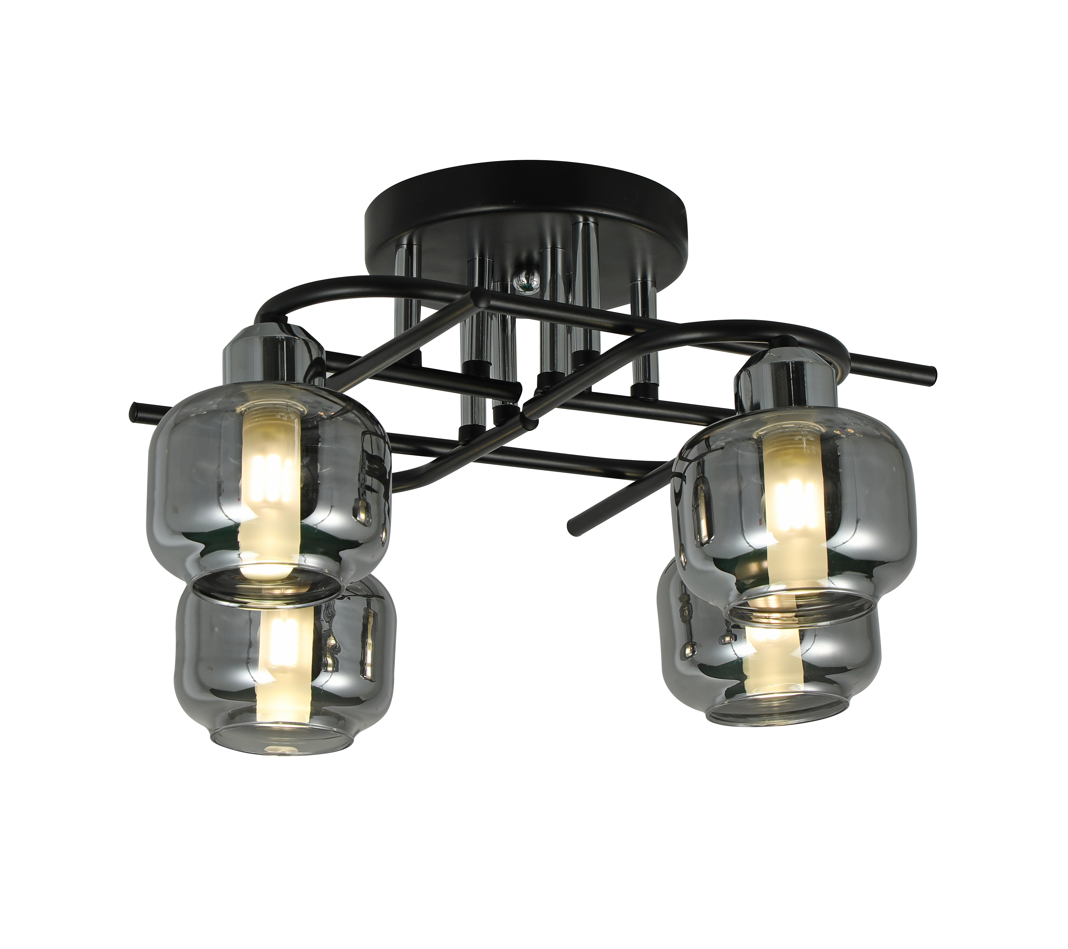 Люстра 4 рожка G9*4*LED5W L400*W400*H220 Matt black/Chrome (tr0370-0360)
