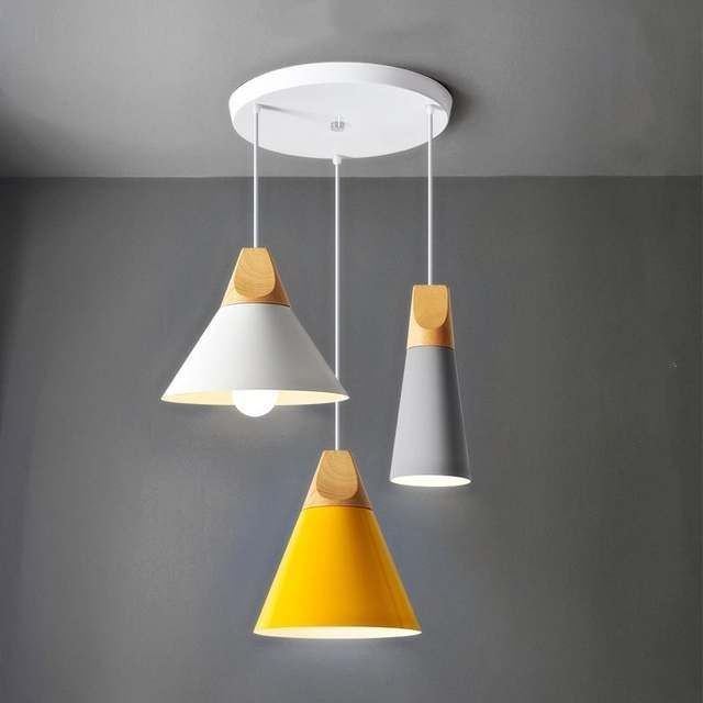 Lumină suspendată E27*3 185-265 V 220 mm Alb/Galben/Gri (10)(TR0370-0950)