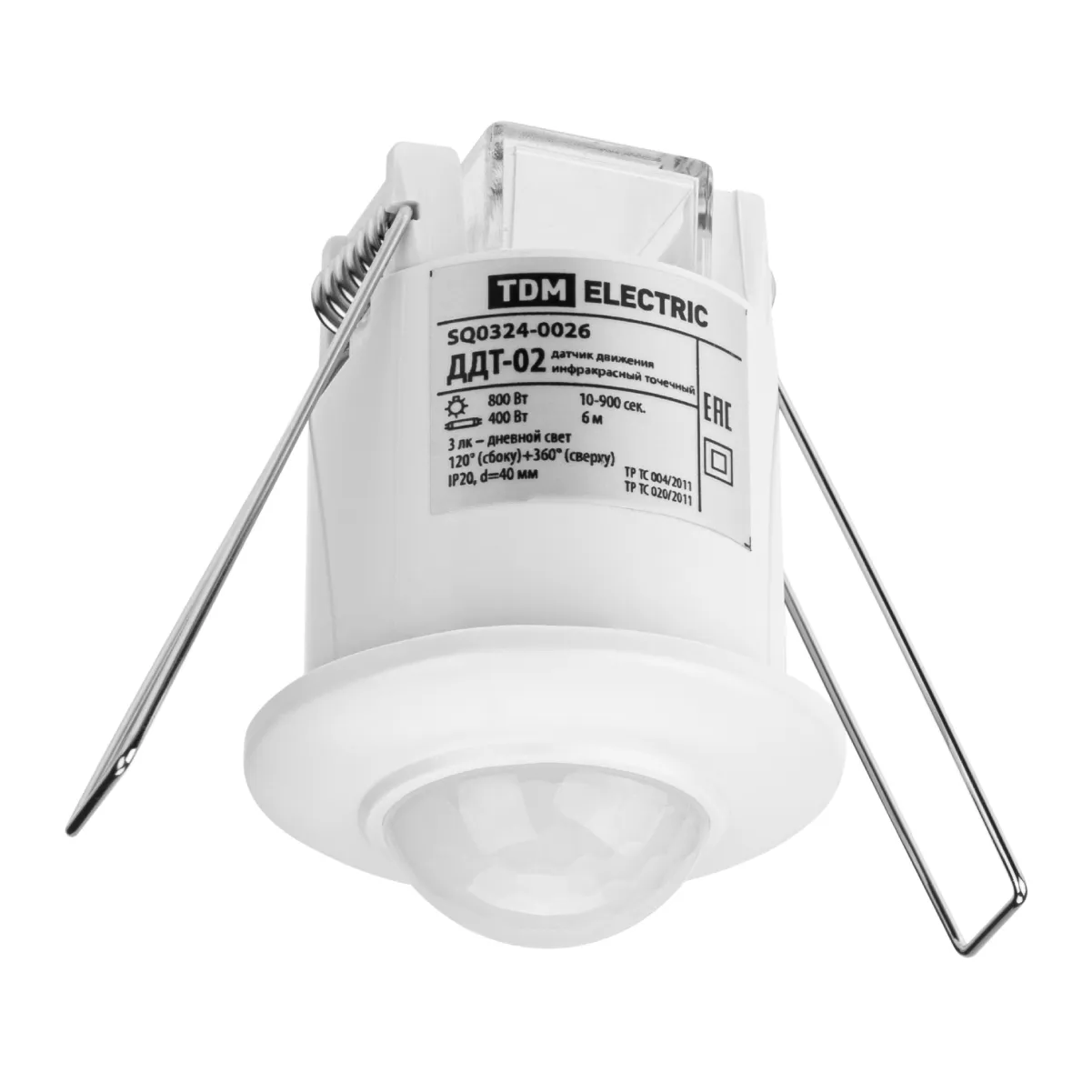 ДДТ-02 40мм, 800Вт, 10-900с, 6м, 3+лк, 120(сбоку)+360(сверху)гр, IP20, TDM(SQ0324-0026)