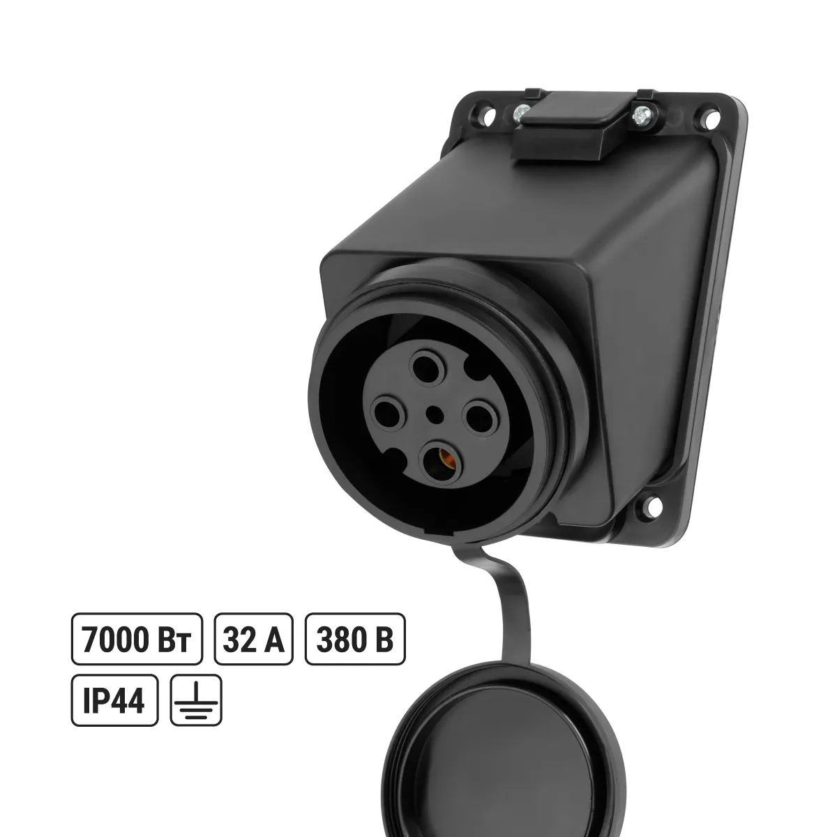 Розетка настенная с загл. наклон. каучук 3Р+РЕ 32А 380В IP44 TDM(SQ0612-0009)