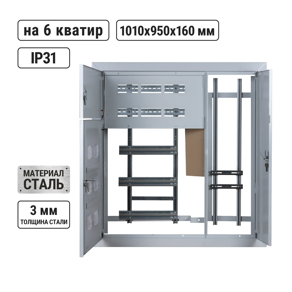 Корпус щита этажного 6 кв. (1010х950х160) TDM(SQ0905-8809)