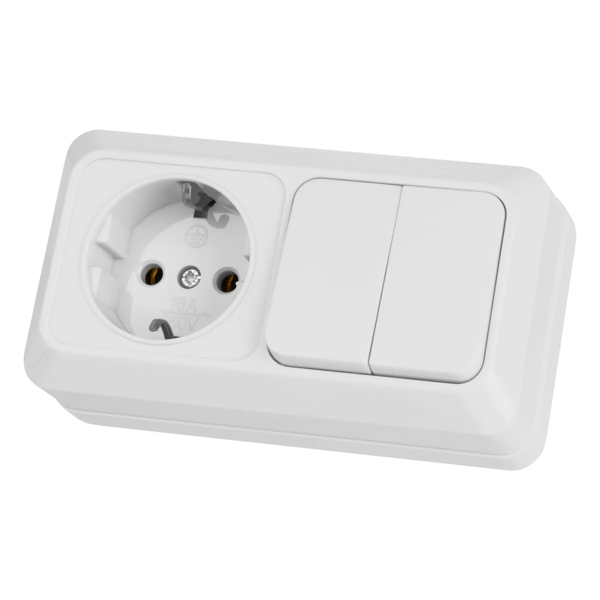 Блок комбинир выкл. 2-кл. 10А + розетка 2П+З 16А 250В БКВР IP20 бел "Ладога"(SQ1801-0102)