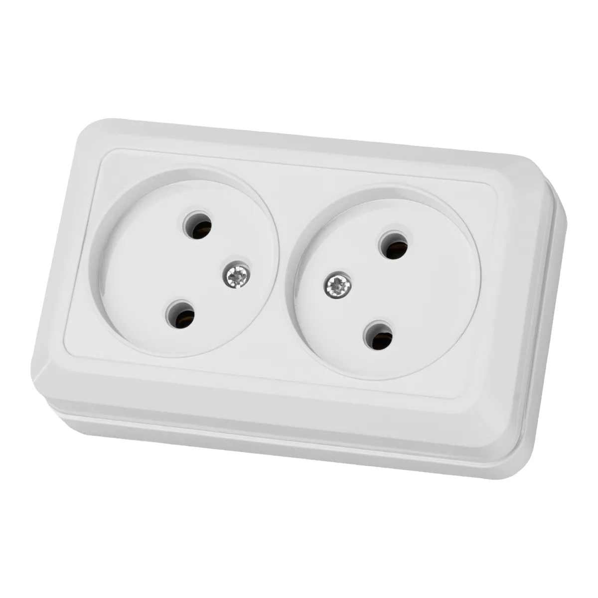 Розетка двойная 2П открытой установки IP20 10А 250В (керамика) белая "Ладога" TDM(SQ1801-0112)