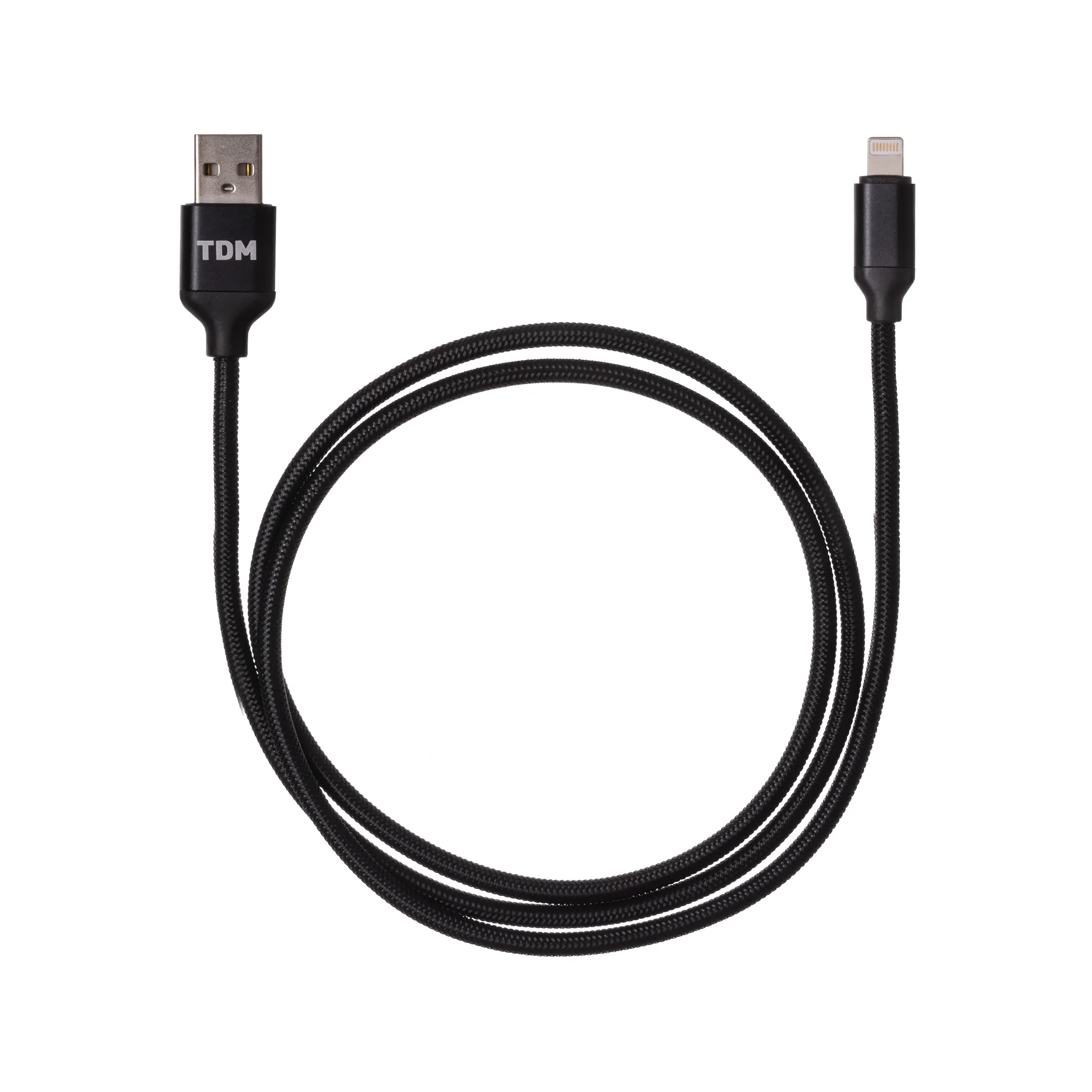 Дата-кабель, ДК 9, USB - Lightning, 1 м, тканевая оплетка, черный, TDM(SQ1810-0309)