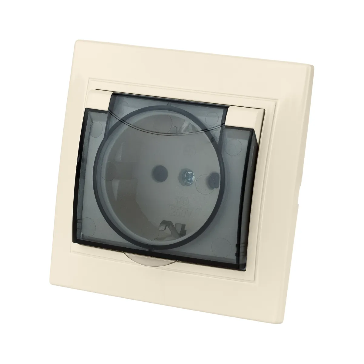 Розетка 2П+З с защ. шт. и крышкой 16А 250В IP44 сл. кость "Таймыр" TDM(SQ1814-0119)