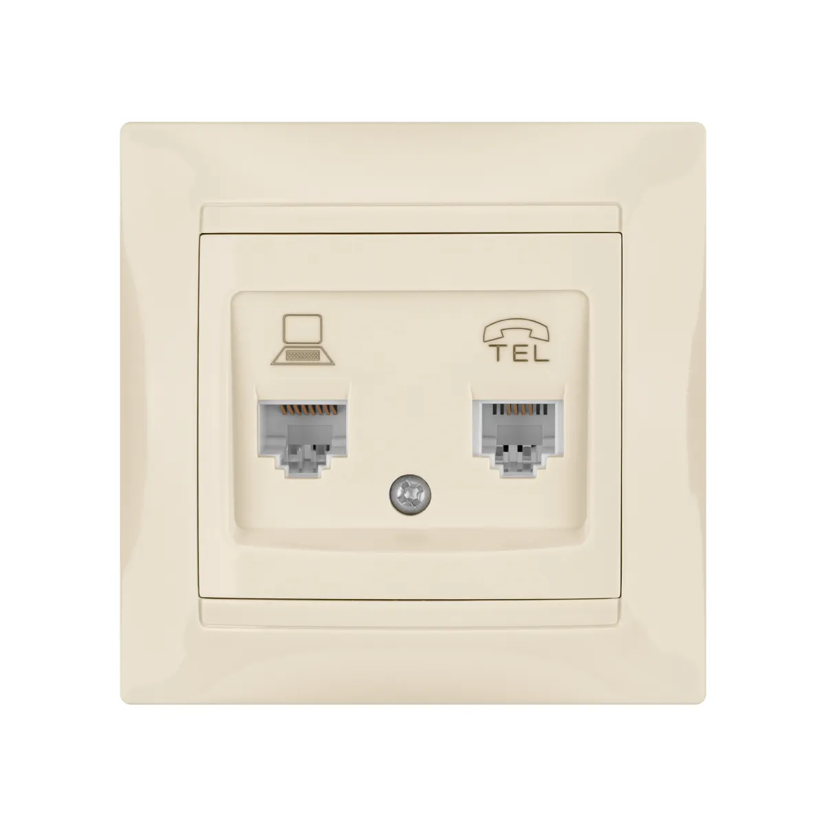 Розетка телефонная RJ11 + компьютерная RJ45 сл. кость "Лама" TDM(SQ1815-0119)