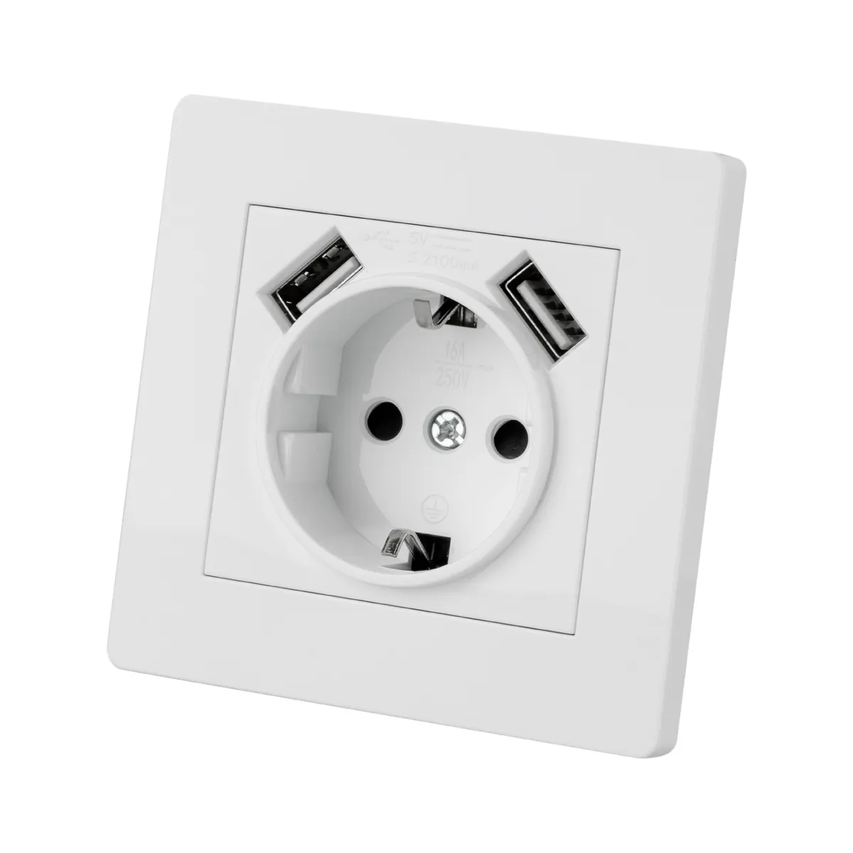 Розетка 2П+З 16А 250В + 2 USB порта 2,1А 5В белая "Сенеж" TDMSQ1816-0053