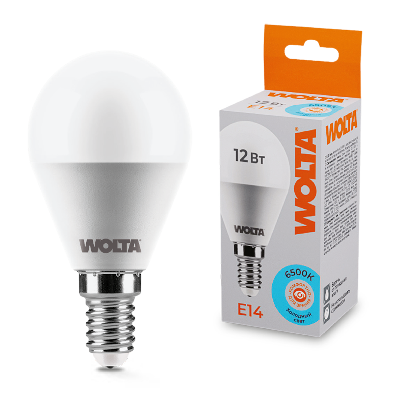 Светодиодная лампа шар WOLTA 25W45GL12E14 G45 12 Вт 6500K E14