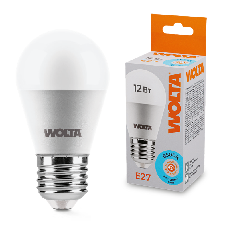Світлодіодна лампа шар WOLTA 25W45GL12E27 G45 12 Вт 6500K E27