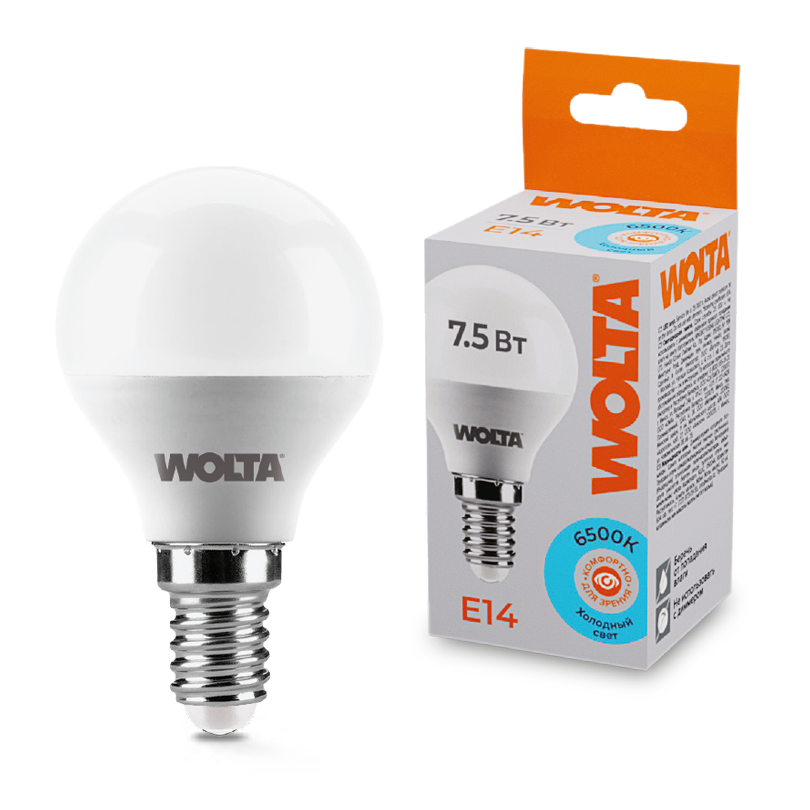 Lampa LED glob WOLTA 25W45GL7.5E14 G45 7.5 W 6500K E14