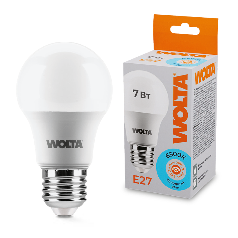 Светодиодные лампы WOLTA 25W55BL7E27 A55 7 Вт 6500К E27
