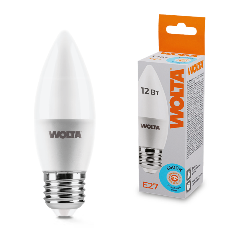 Lampa LED tip candelă WOLTA 25WC12E27 C37 12 W 6500K E27