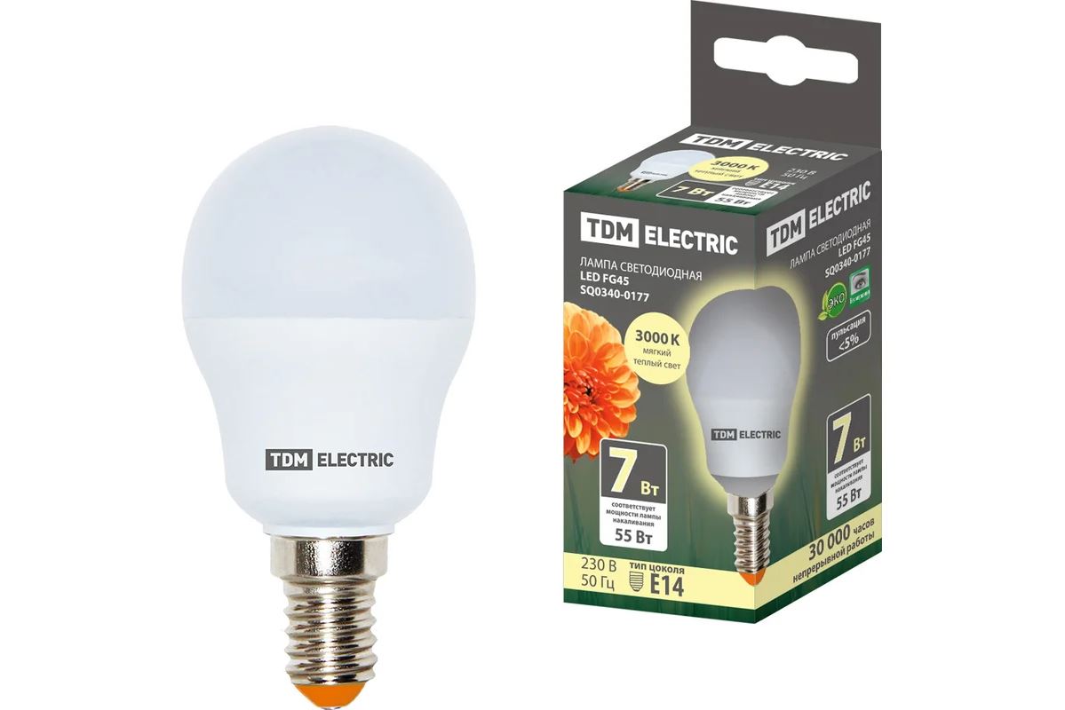 Lampa LED FG45-7 W-230 V-3000 K–E14 TDM(SQ0340-0177)