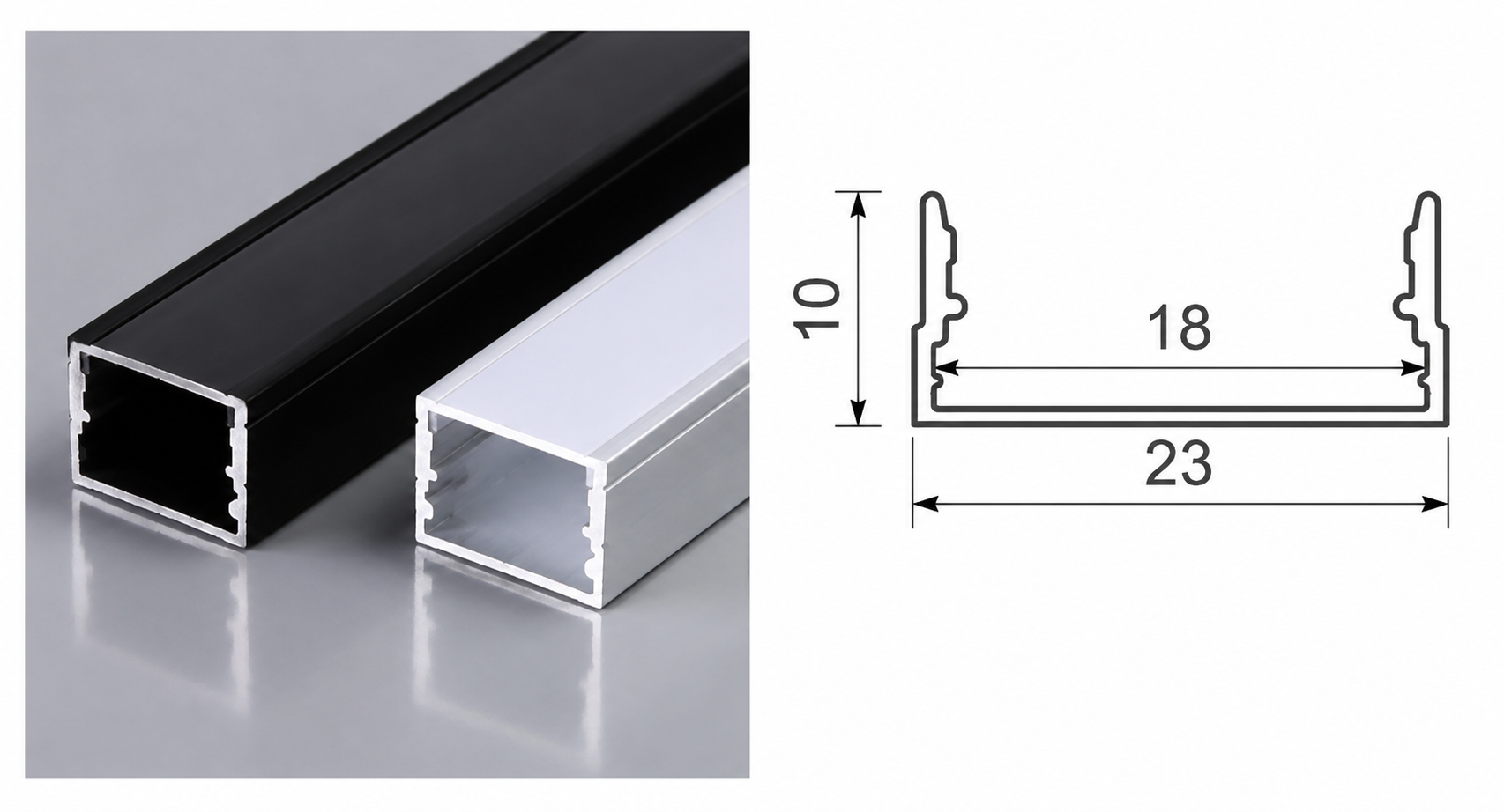 Алюмінієвий профіль накладний 20*10mm 0.4mm Black 1м(TR0331-0580)